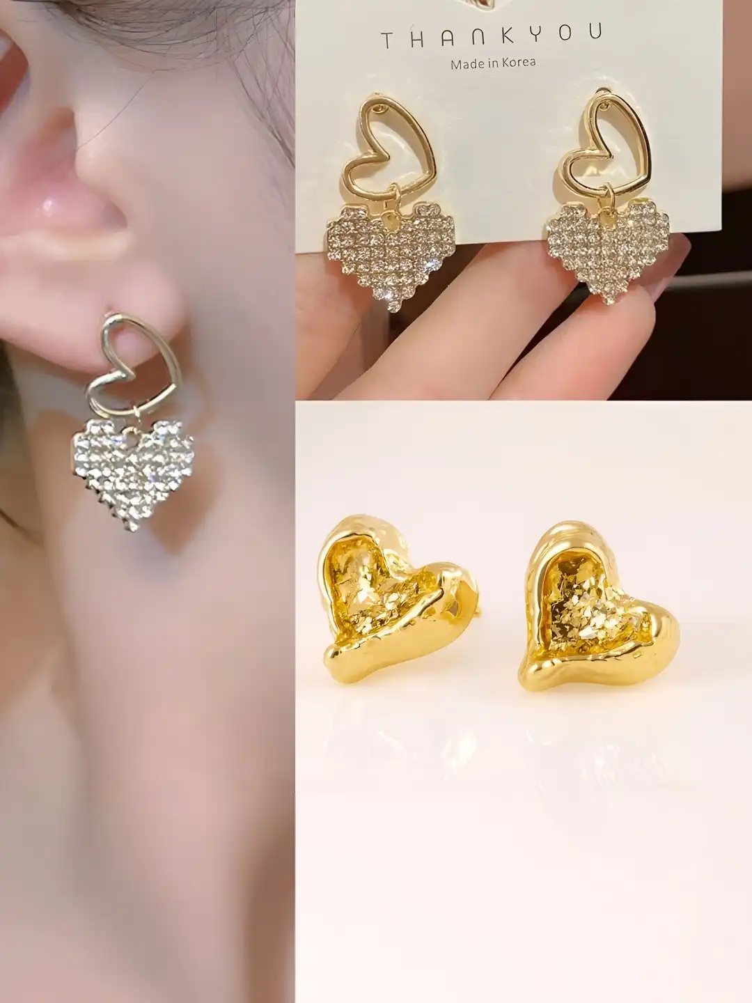 Buy AKISON JEWELS Heart Shaped Studs Earrings - Earrings for Women