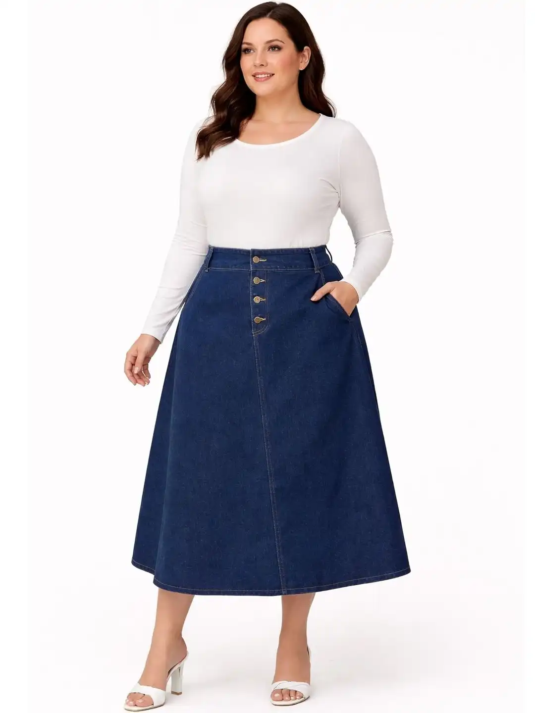 Buy Tripursundari Fashion Denim Midi A-Line Skirts - Skirts for