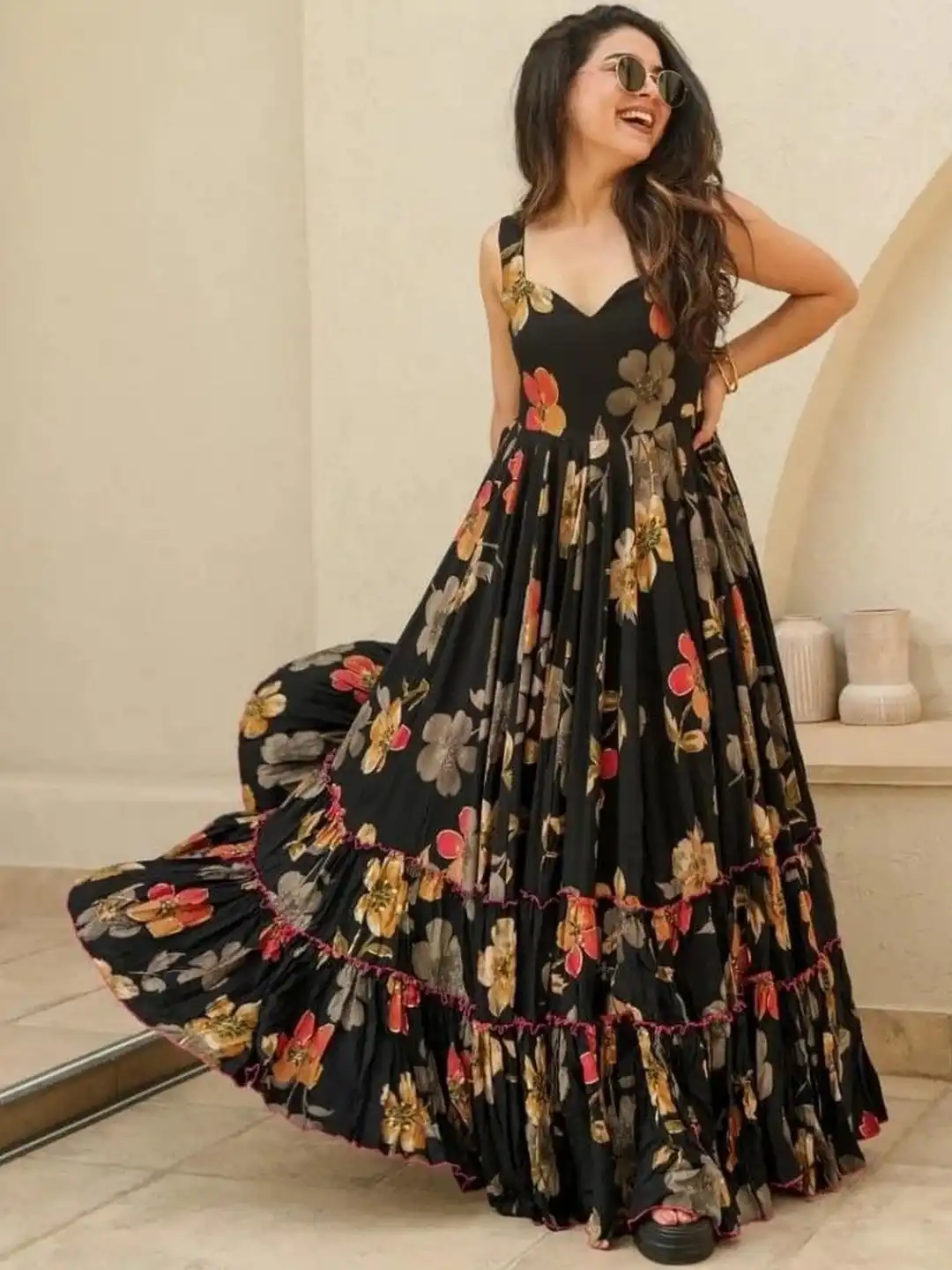 Buy CORSICA Floral Print Linen Fit & Flare Maxi Dress - Dresses for Women  39007338 | Myntra