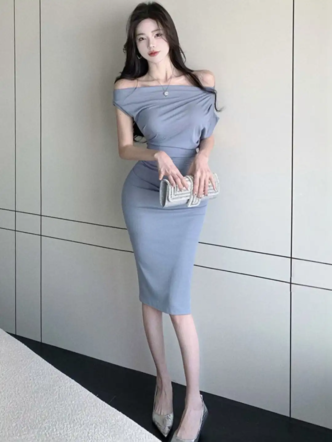 glitter bodycon dress long sleeve Galaxy | Champagne Sequin Turtle-Neck Long-Sleeve Maxi Dress