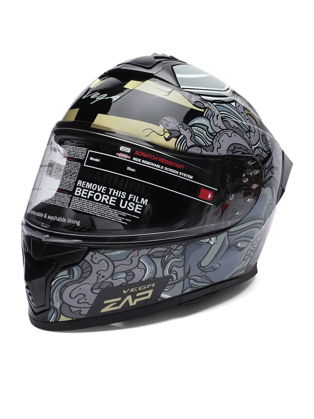 Buy VEGA Zap DV Medusa ISI and DOT Certified Full Face Helmet