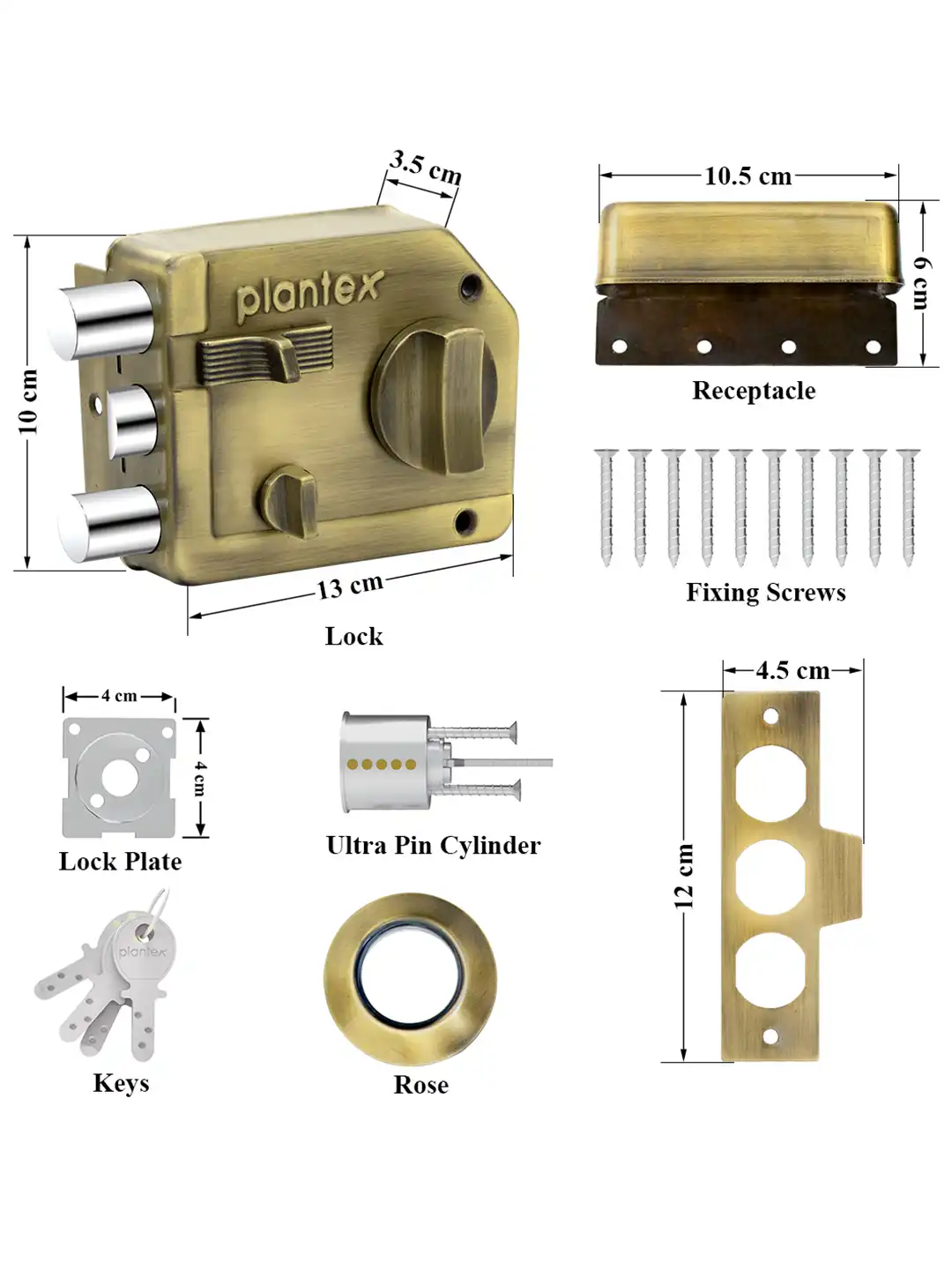 Buy Plantex Tri Deadbolt Door Lock - Door Lock for Unisex 36654111