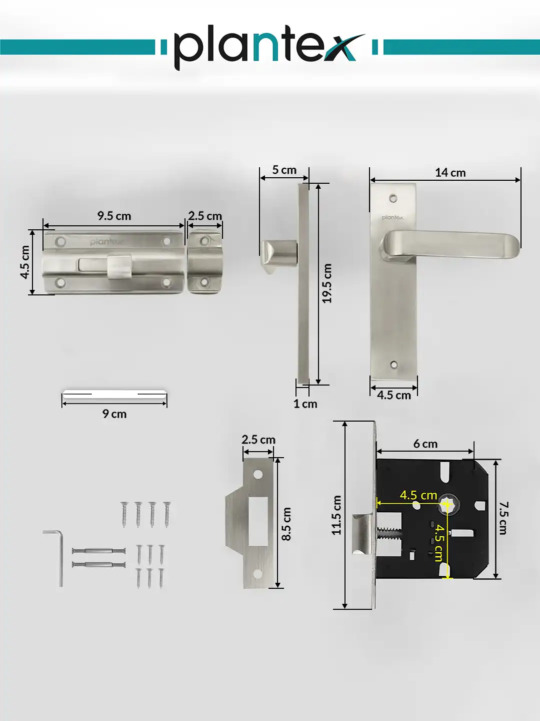 Buy Plantex Grey Strong & Sturdy Handle Door Lock - Door Lock for
