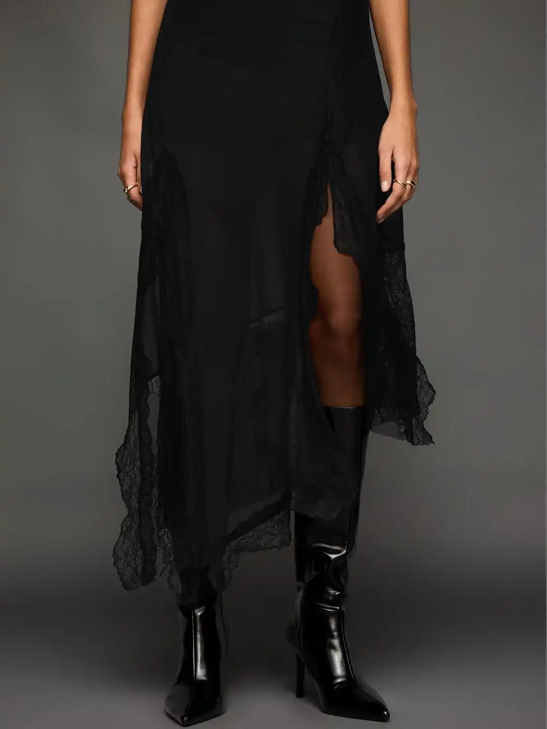 long sleeve black maxi dress with split Black Long Sleeves Maxi Dress With Slit