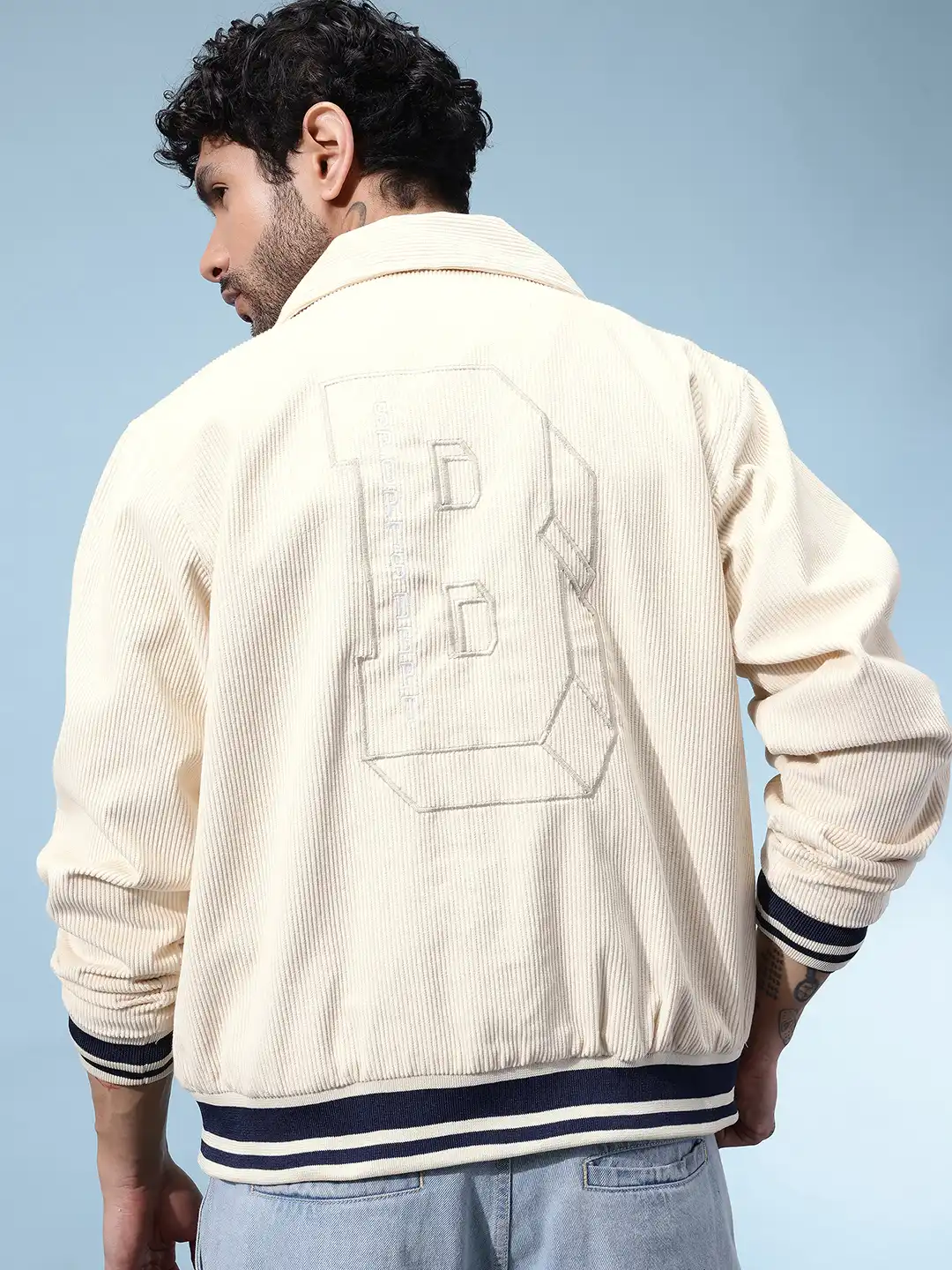 Buy glitchez Typography Embroidered Oversized Corduroy Varsity