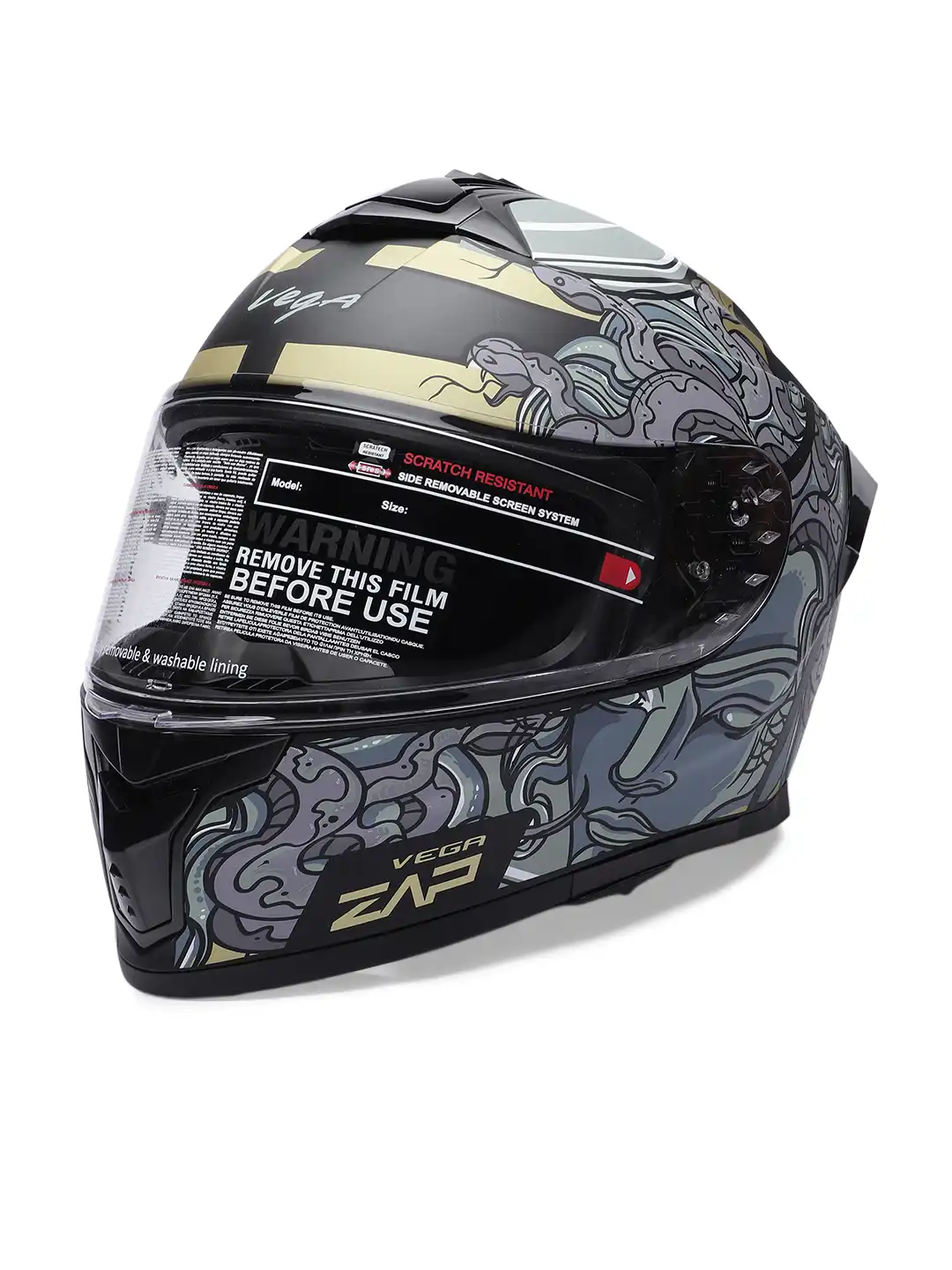 HEAD SPORTS WEAR 華やか花柄　11号 Buy VEGA Zap DV Medusa ISI and DOT Certified Full Face Helmet