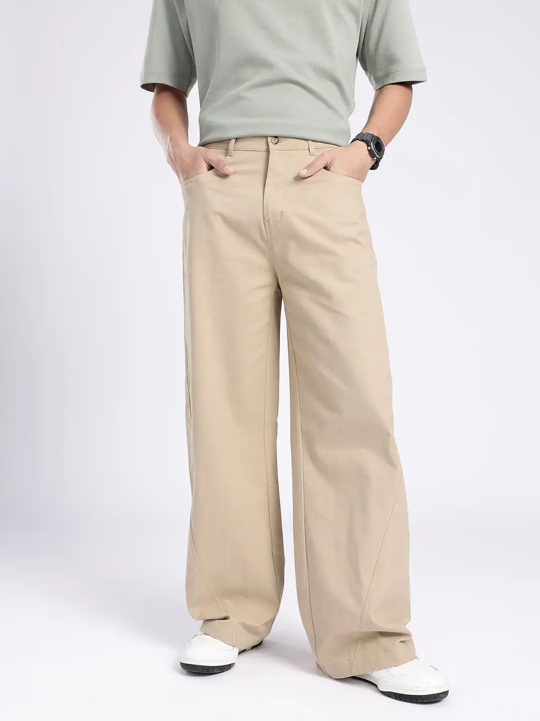 Buy glitchez Men Wide Leg Chinos Trousers - Trousers for Men