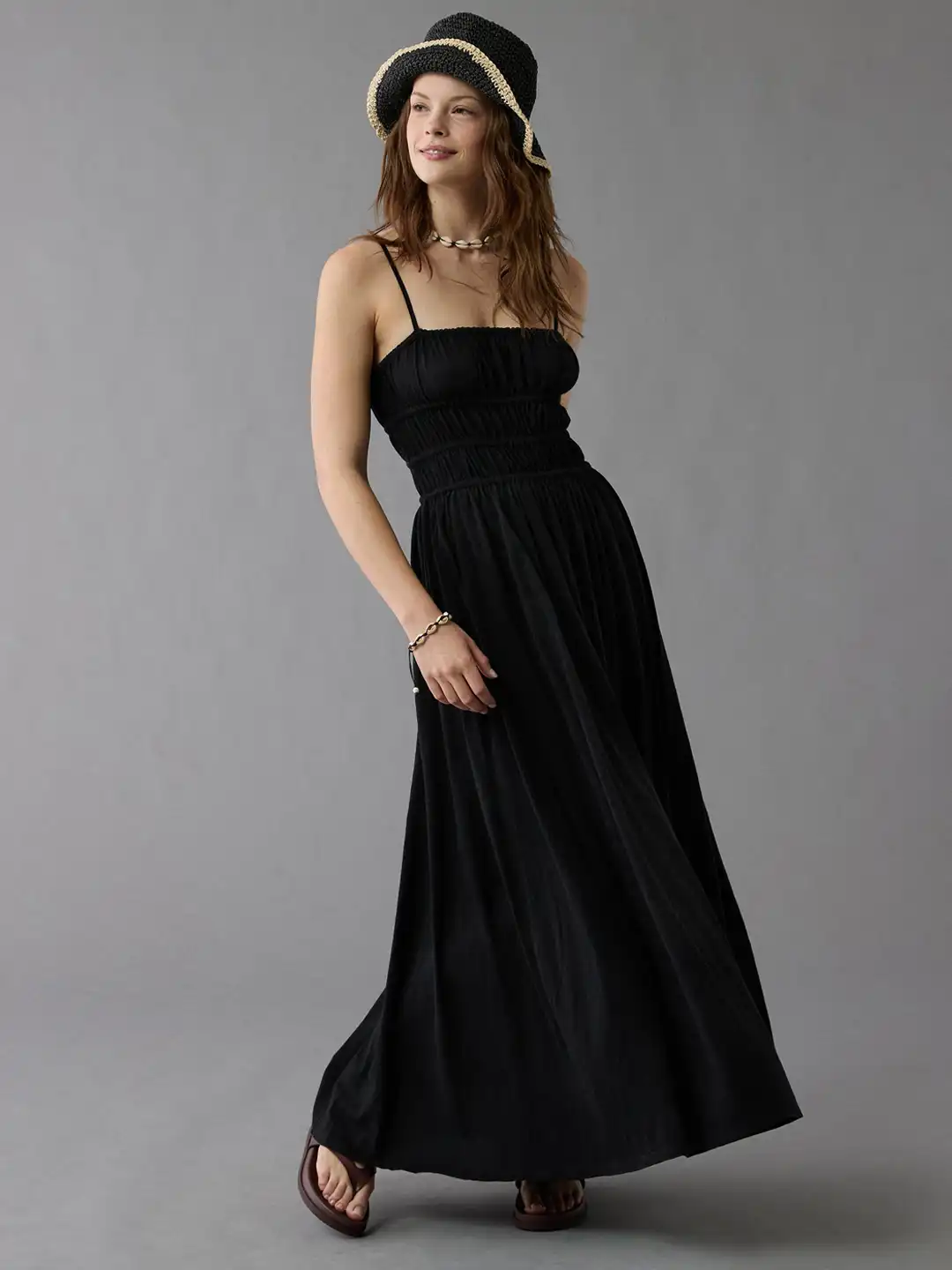 Buy AMERICAN EAGLE OUTFITTERS Women Shoulder Straps Smocked Cotton Maxi  Dress - Dresses for Women 34636842 | Myntra