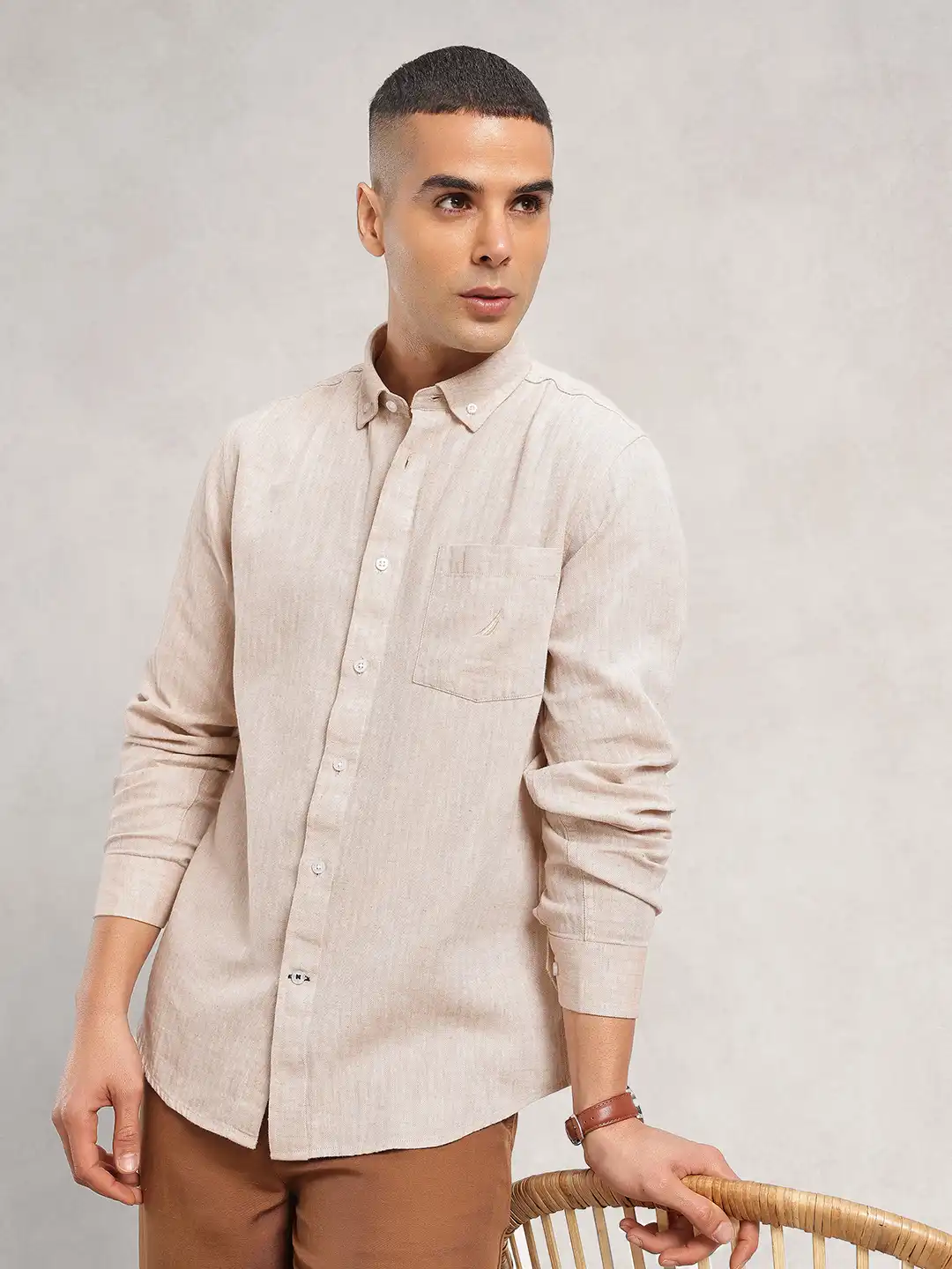 Buy Nautica Slim Fit Self Design Textured Cotton Linen Casual Shirt - Shirts  for Men 38207236 | Myntra