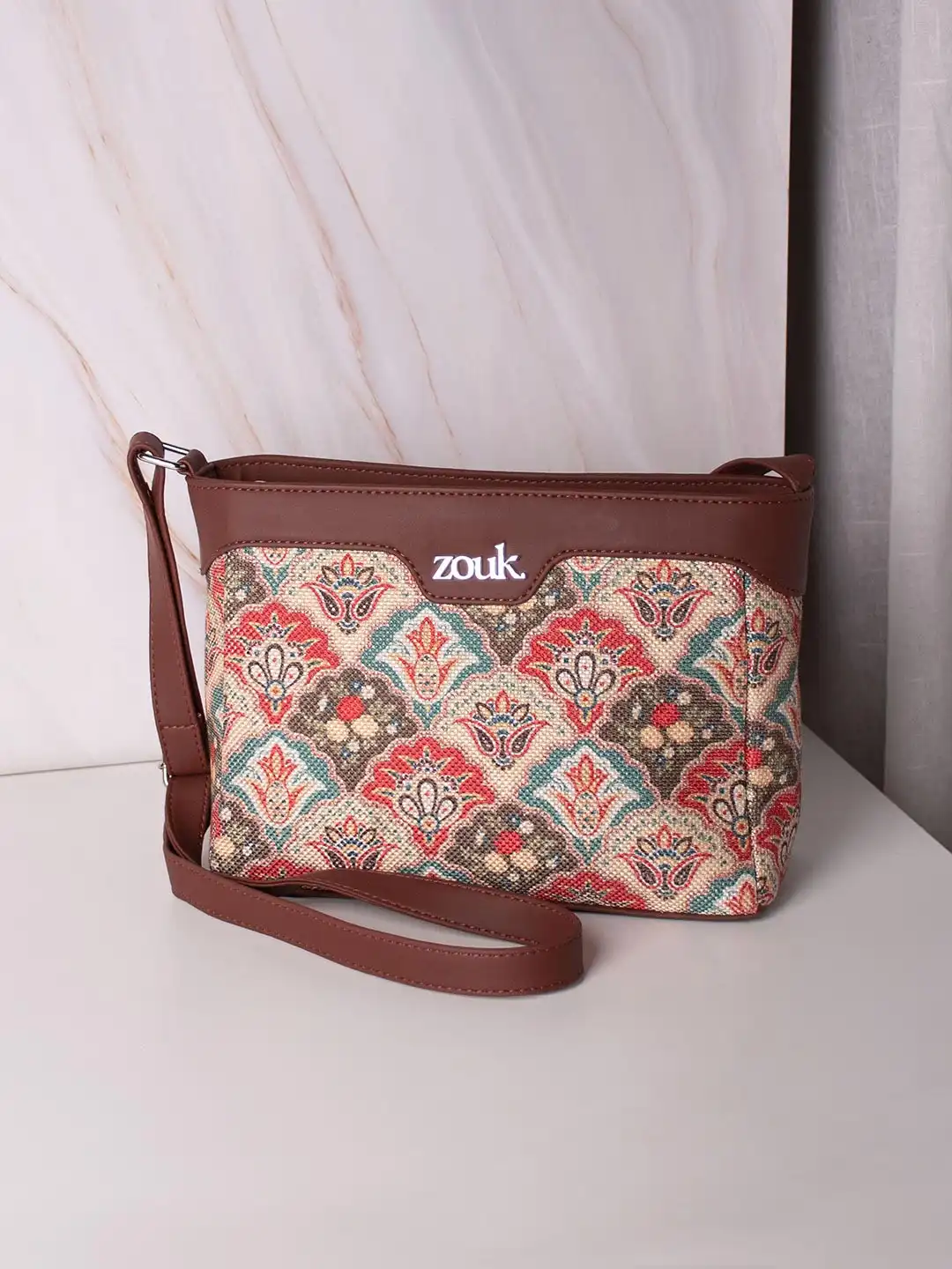 Buy ZOUK Floral Printed Structured Sling Bag - Handbags for Women
