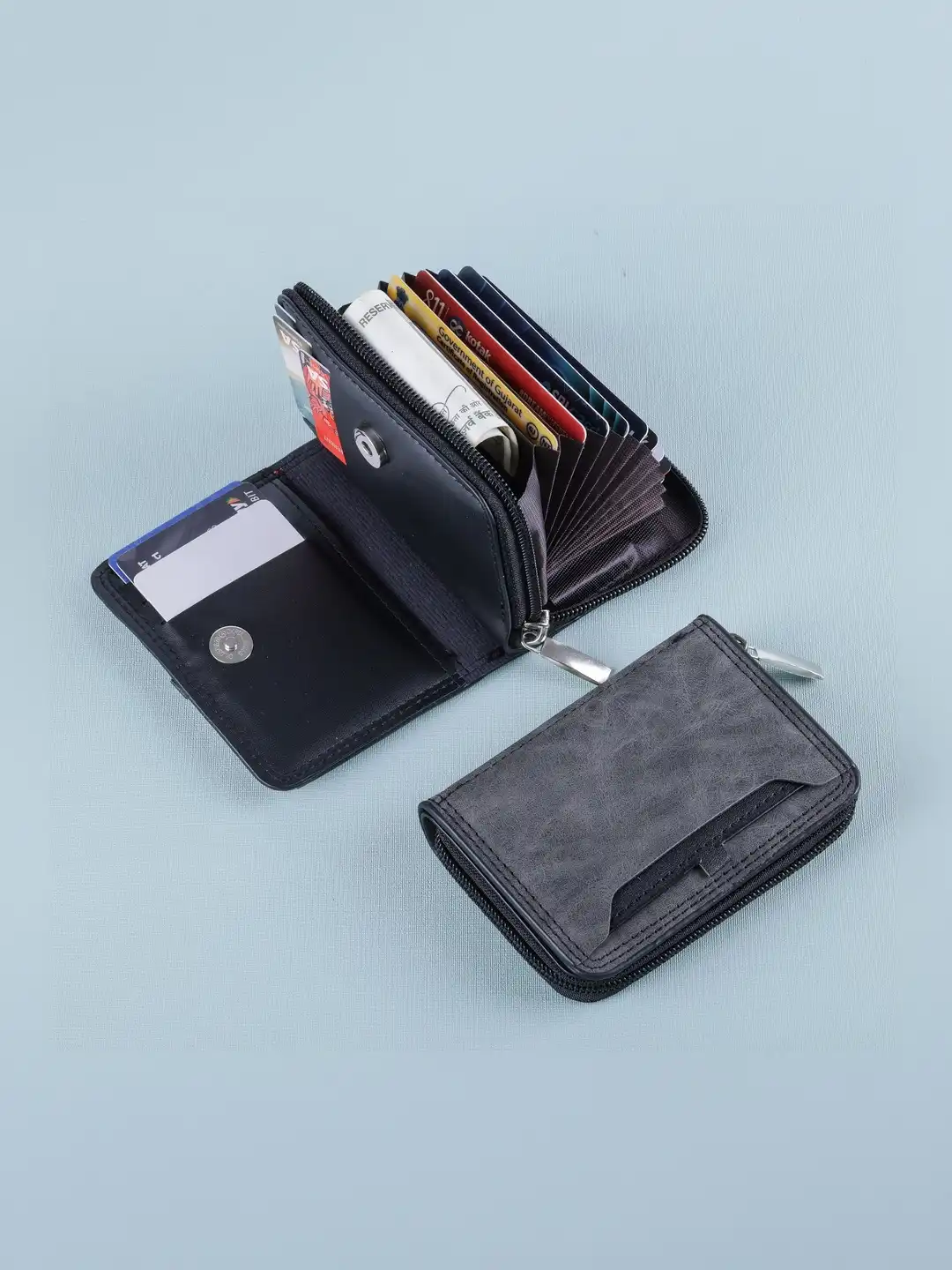Buy LAKSH Unisex Textured Zip Detail Leather Zip Around Wallet