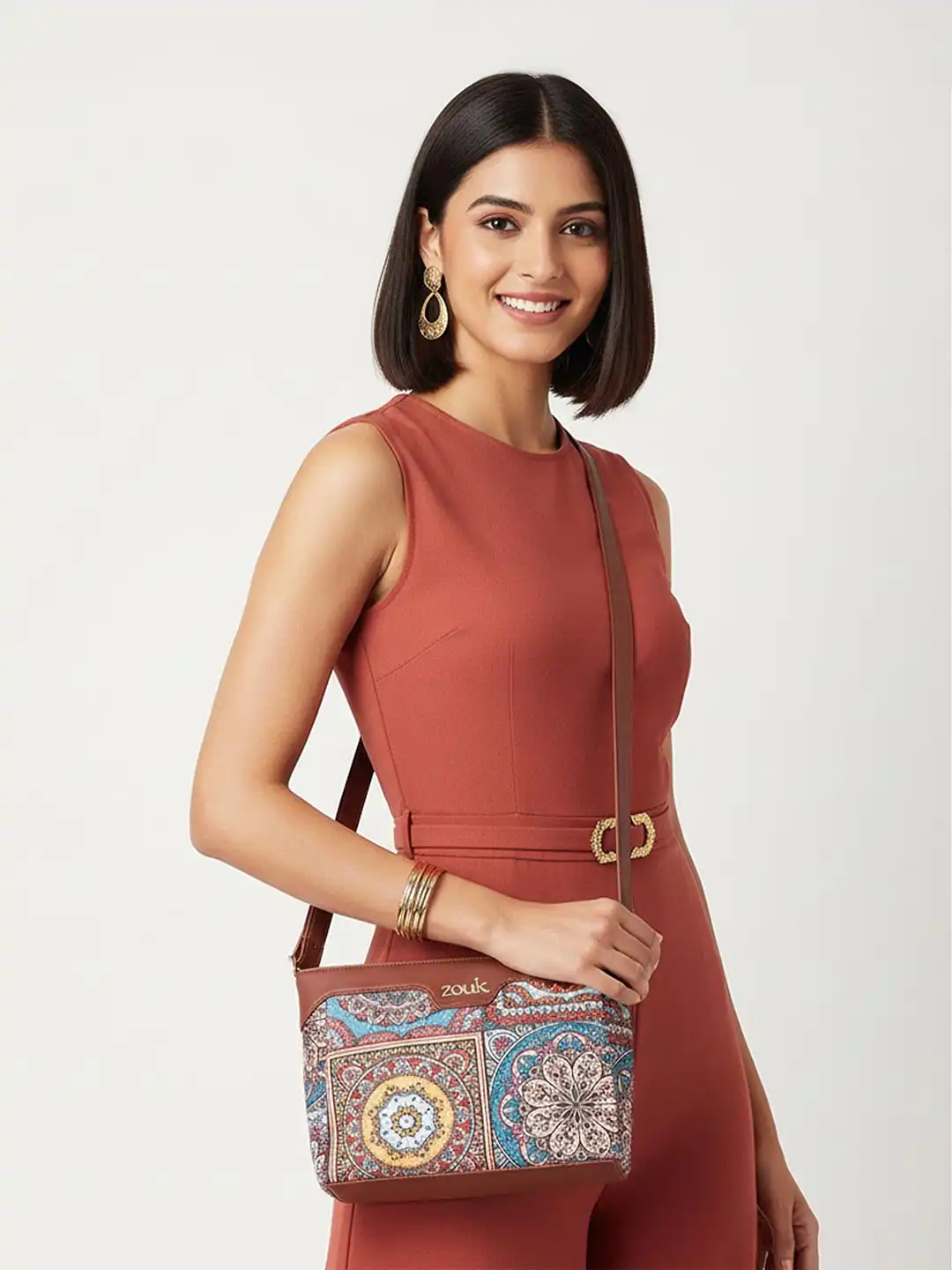 Buy ZOUK Floral Printed Structured Sling Bag - Handbags for Women
