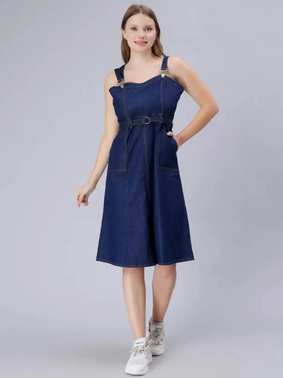Buy Codaisy Denim Pinafore Dress - Dresses for Women 32766045 | Myntra