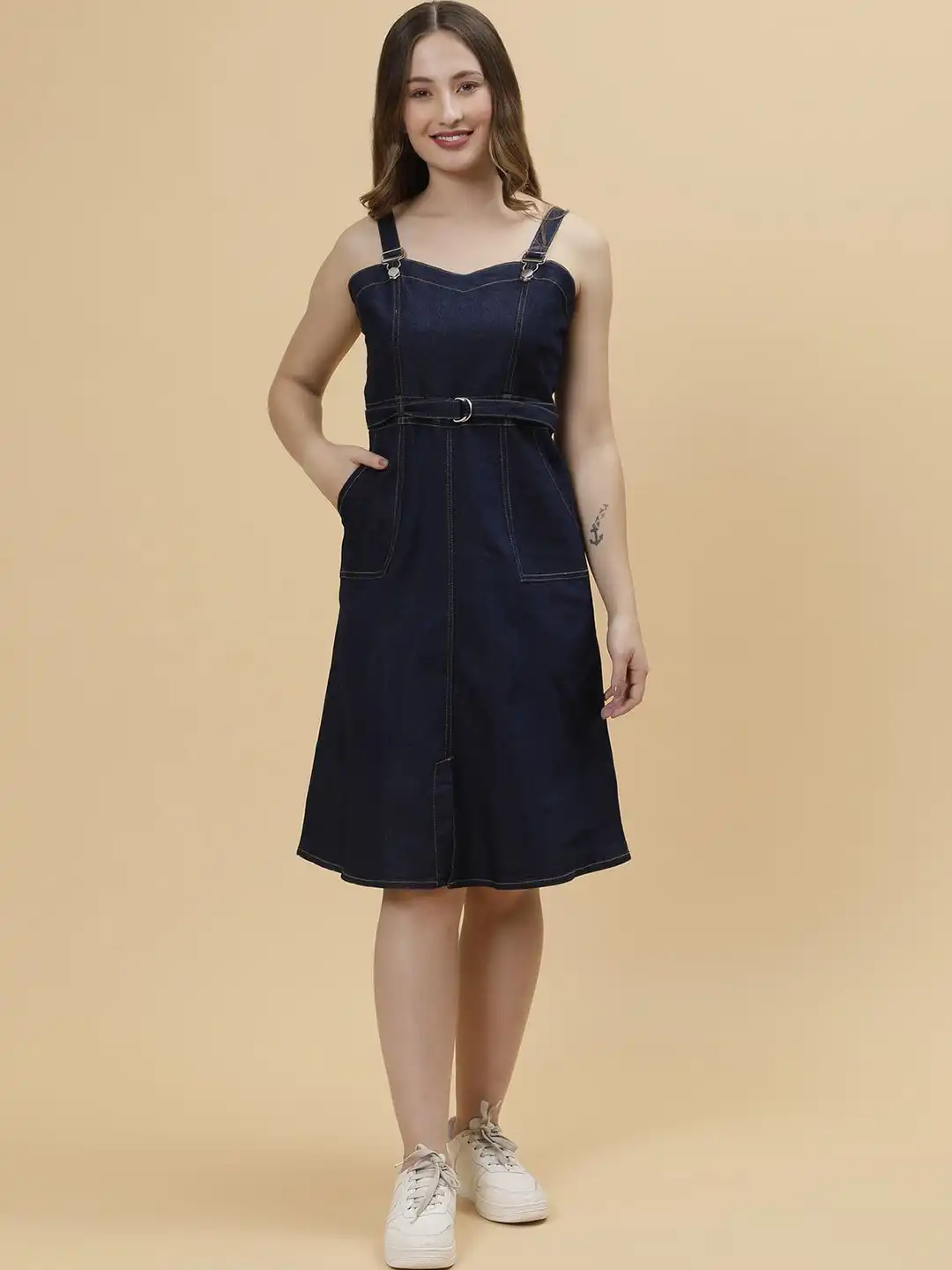 Buy Codaisy Denim Pinafore Dress - Dresses for Women 32761334 | Myntra
