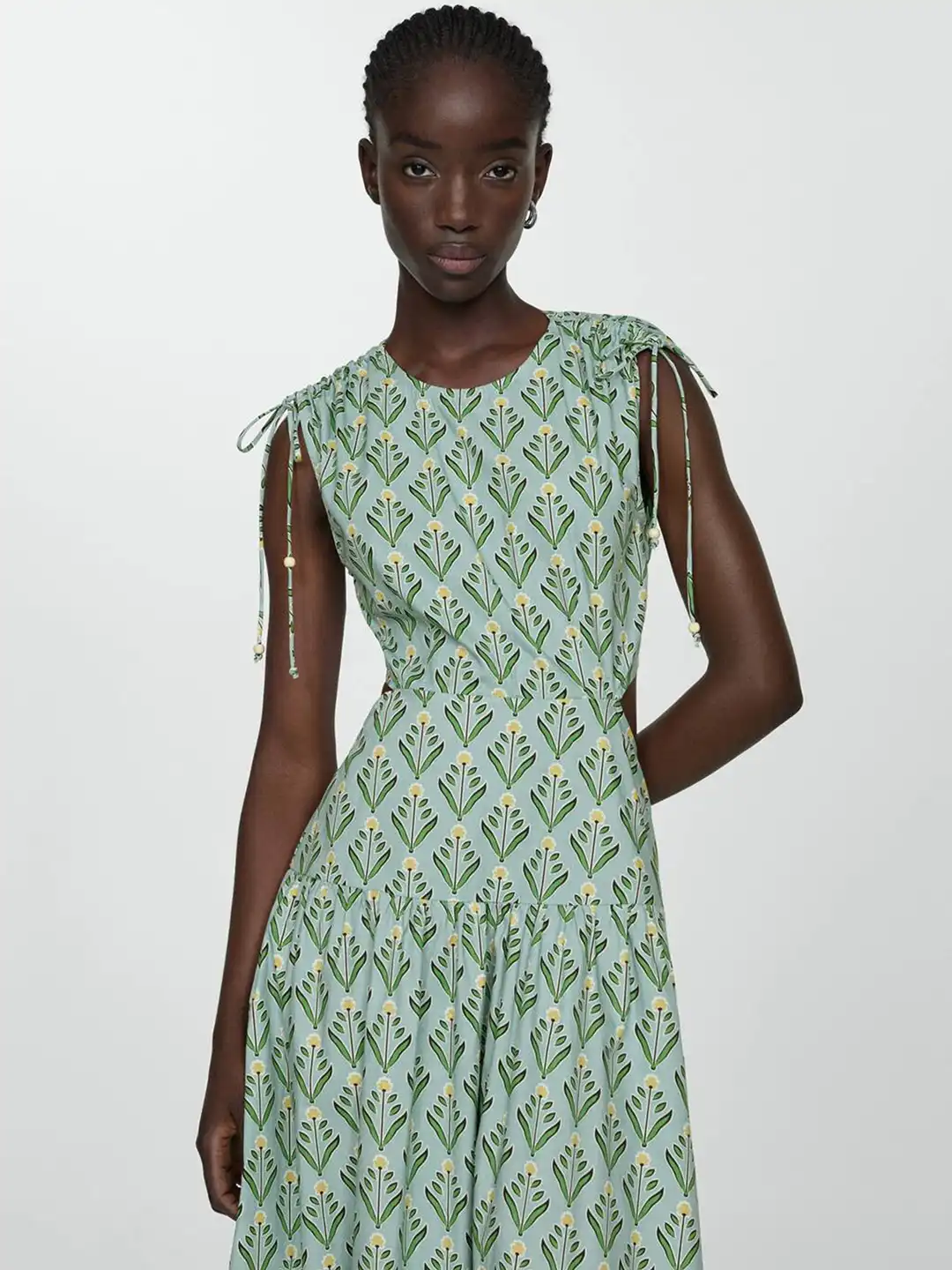 mango drop waist dress Tango Mango Celadon Palm Sleeveless Dress XXL