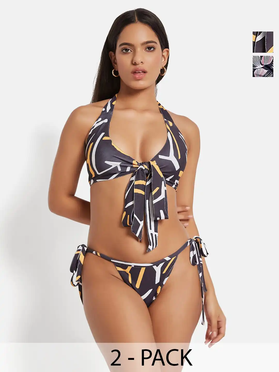 Buy SECRETS BY ZEROKAATA Pack Of 2 Printed Beach Wear Swim Bikini