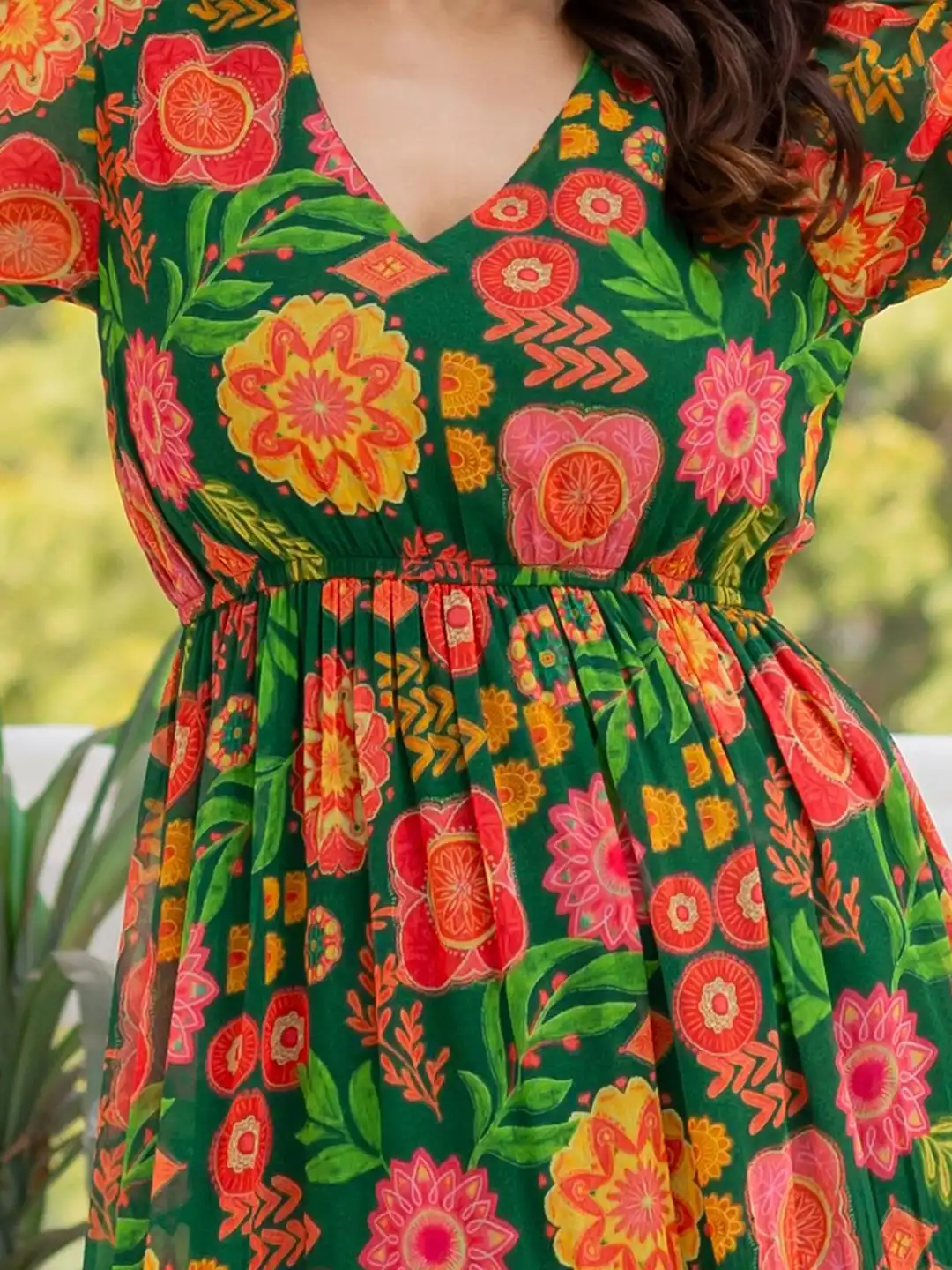 Buy Masakali.Co Floral Print Georgette Fit & Flare Maxi Dress