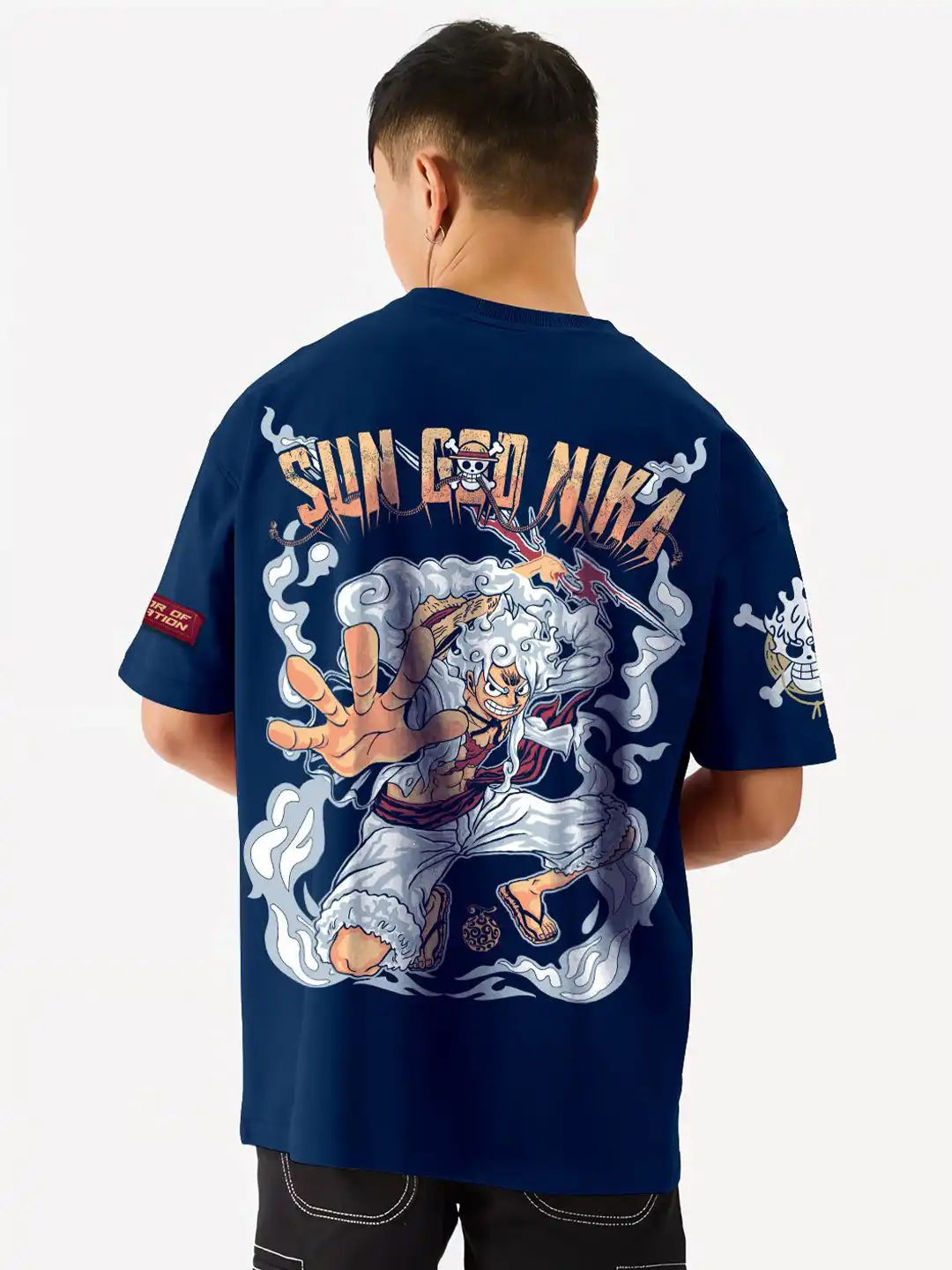 Buy Crazymonk Men Printed Drop-Shoulder Sleeves Applique T-shirt