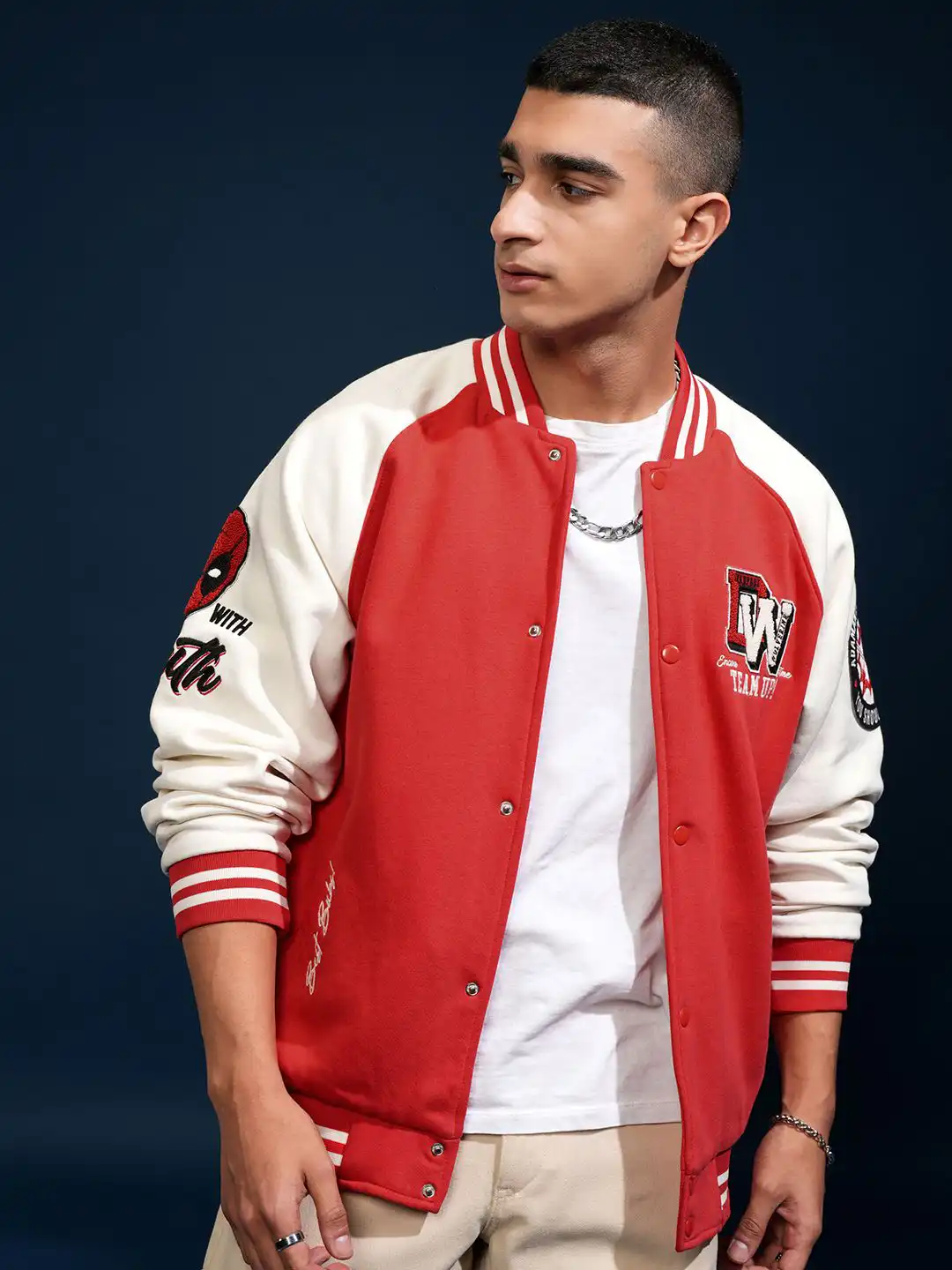 WHITESVILLE Henderson Red Bulldogsスタジャン Buy HIGHLANDER Deadpool Marvel Men Red Oversized Varsity Jacket