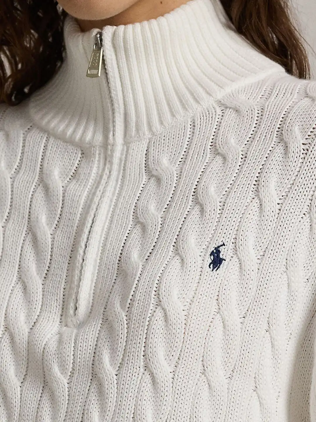 Buy Polo Ralph Lauren Cable-Knit Cotton Quarter-Zip Sweater