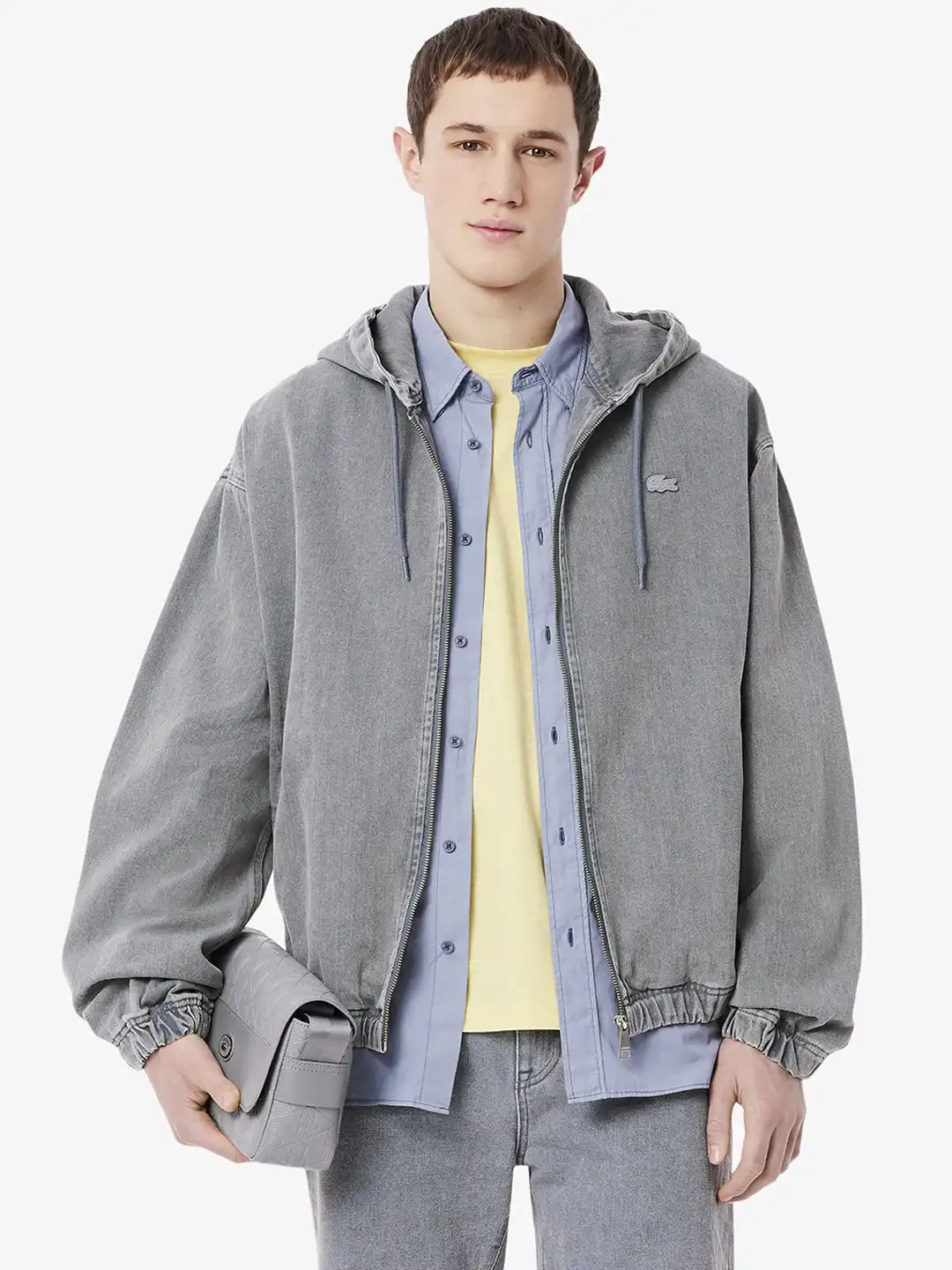 Buy Lacoste Men Hooded Solid Cotton Casual Denim Jacket - Jackets
