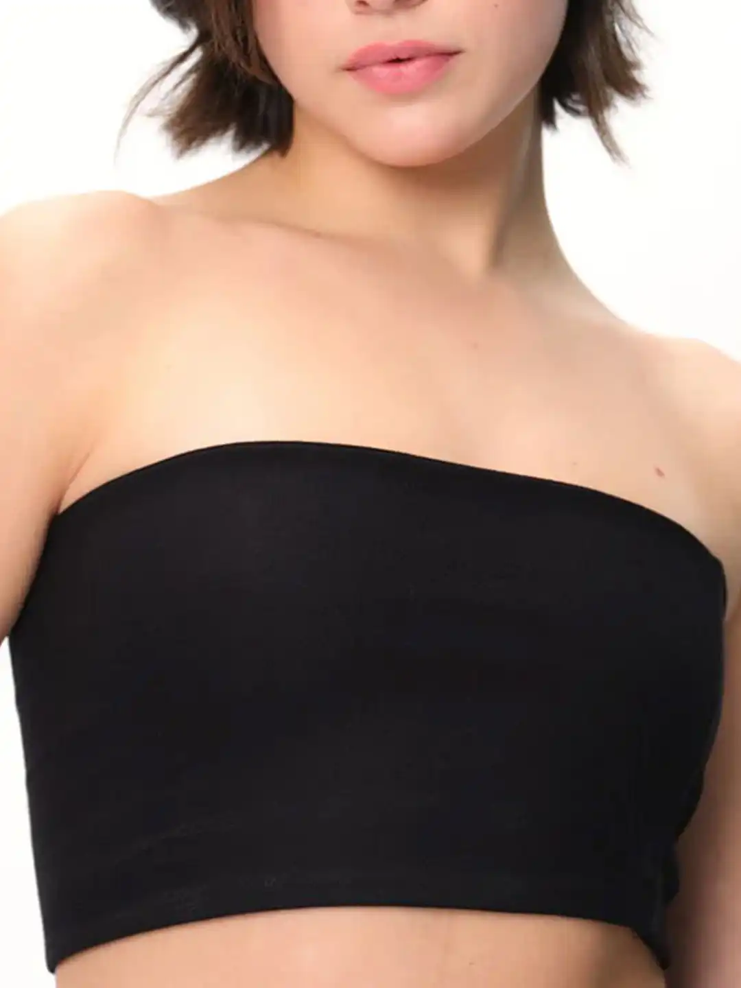 Buy Bonkers Corner Solid Black Crop Tube Top - Tops for Women