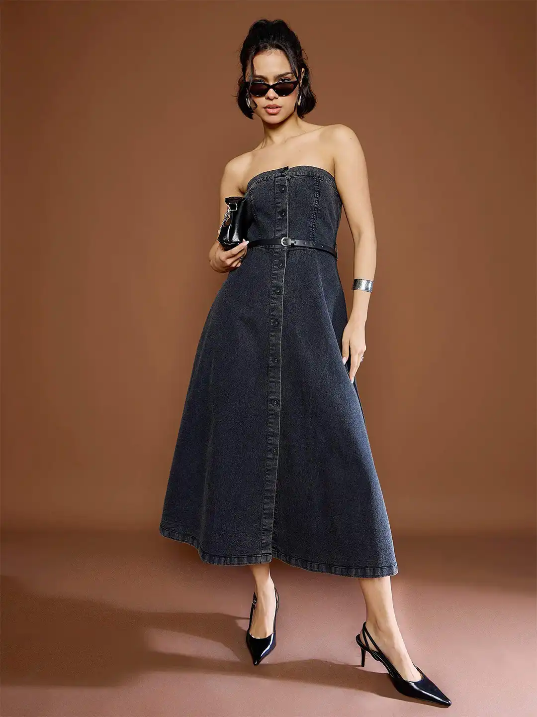 Buy SASSAFRAS Women Strapless Bandeau Dress - Dresses for Women