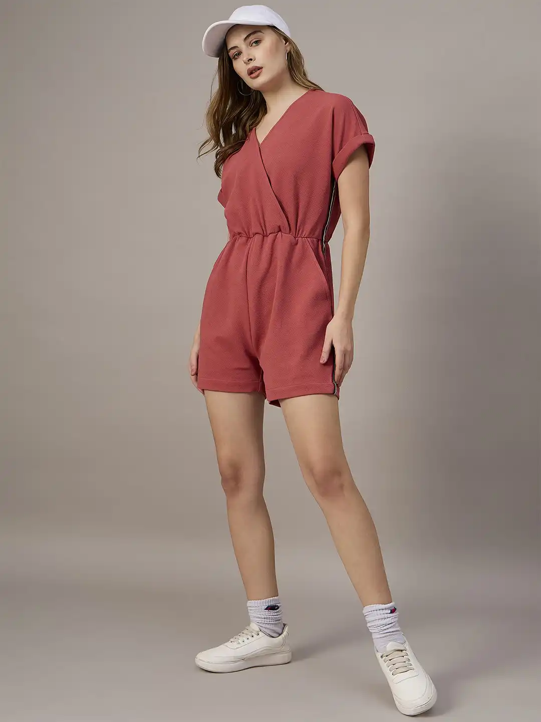 knee length jumpsuit dress Buy The Roadster Lifestyle Co V Neck Short Sleeve Playsuit - for Women 32702681 los angeles bride
