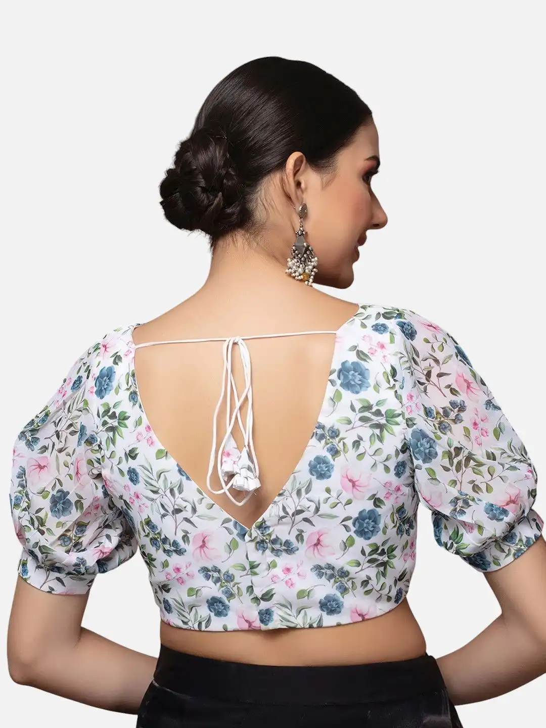 Buy neckbook Women Printed Puff Sleeves Saree Blouse - Saree