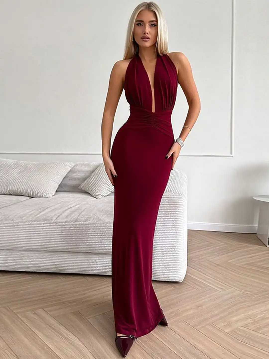 Buy LULU & SKY Halter Neck Backless Maxi Dress - Dresses for Women 32312340 | Myntra Buy LULU & SKY Halter Neck Backless Maxi Dress - Dresses for Women 32312340 | Myntra