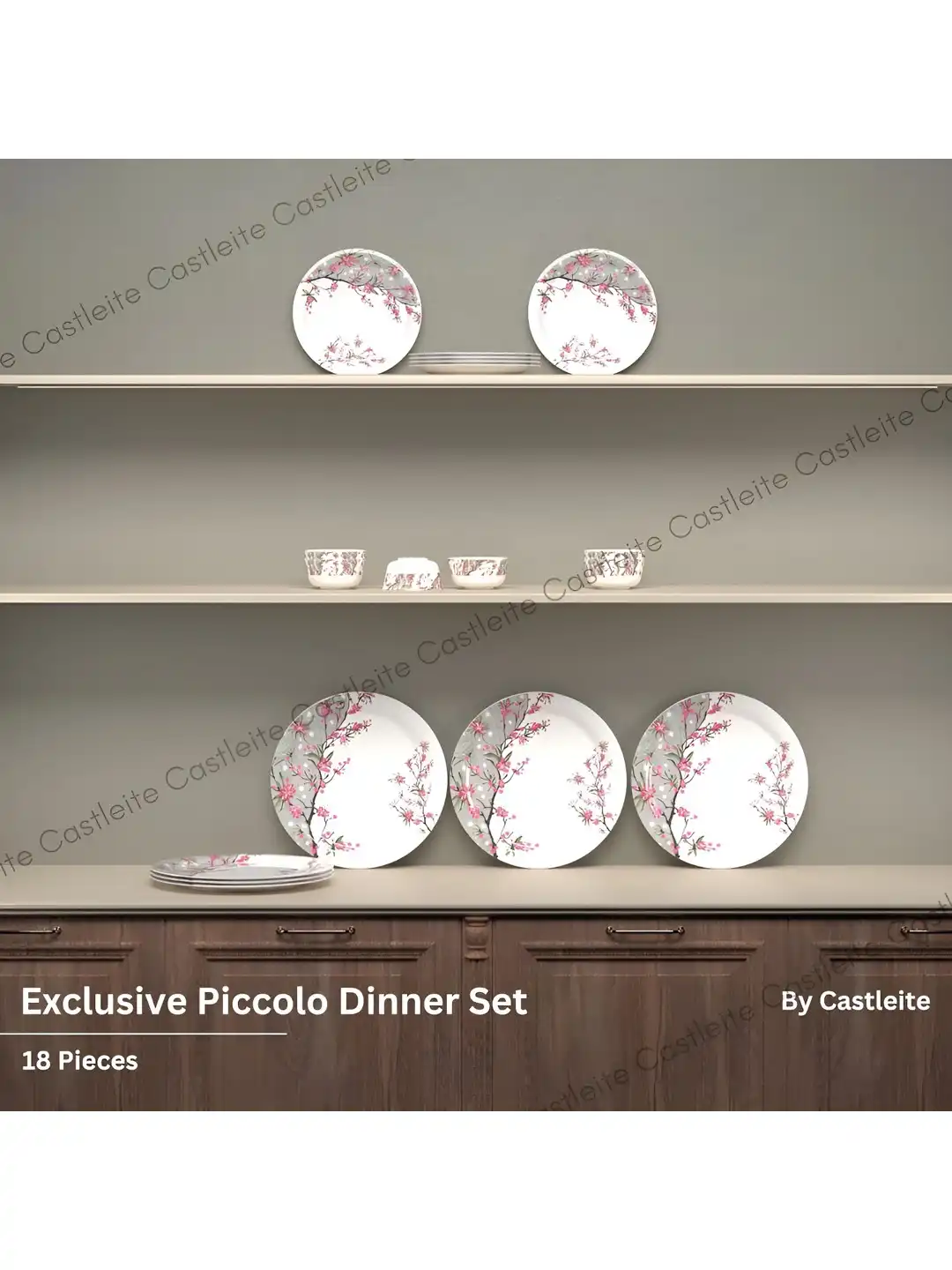 Buy Castleite White18 Pieces Printed Melamine Dishwasher