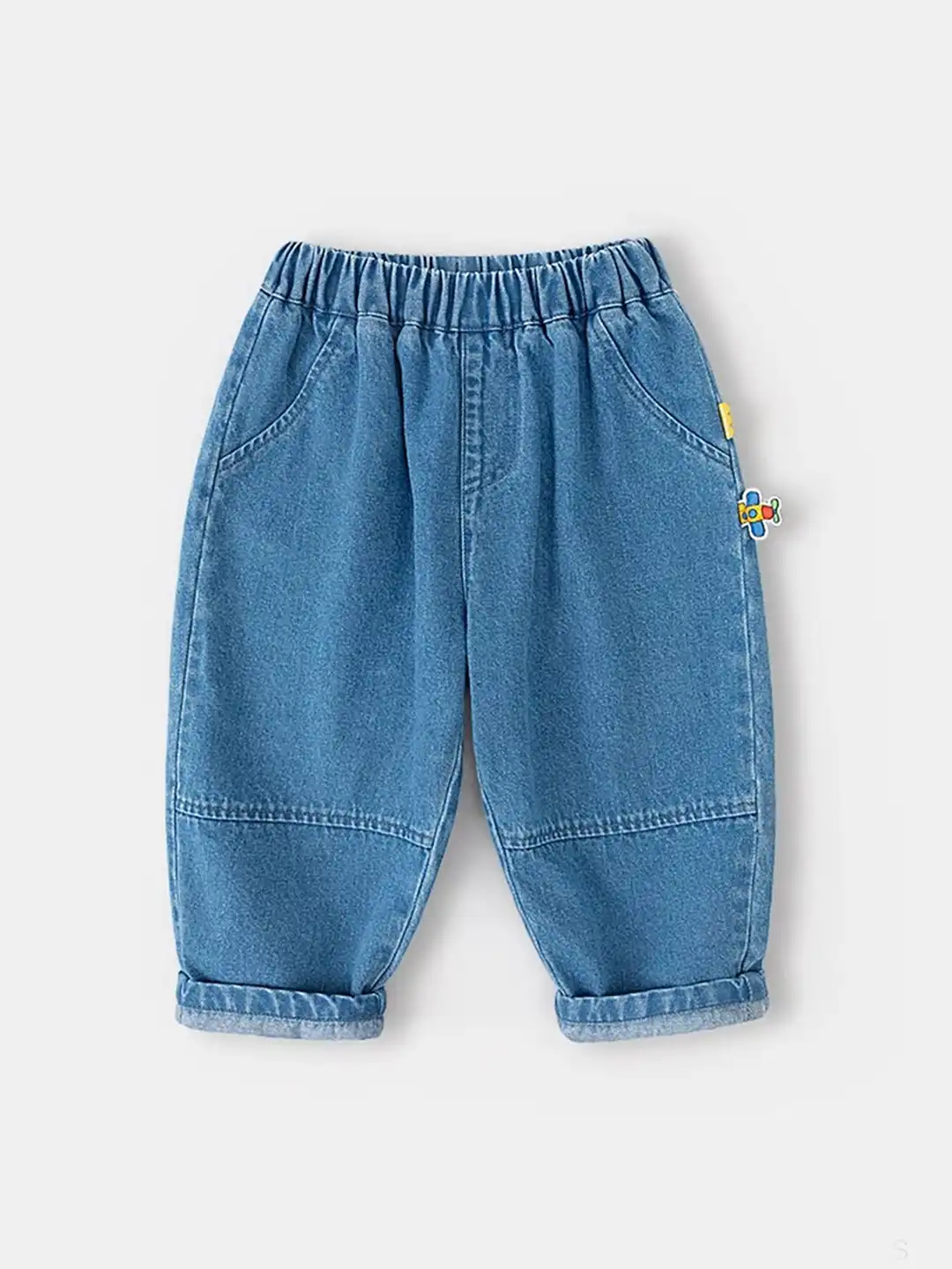Buy LULU & SKY Unisex Kids Slip On Mom Fit High-Rise Jeans - Jeans