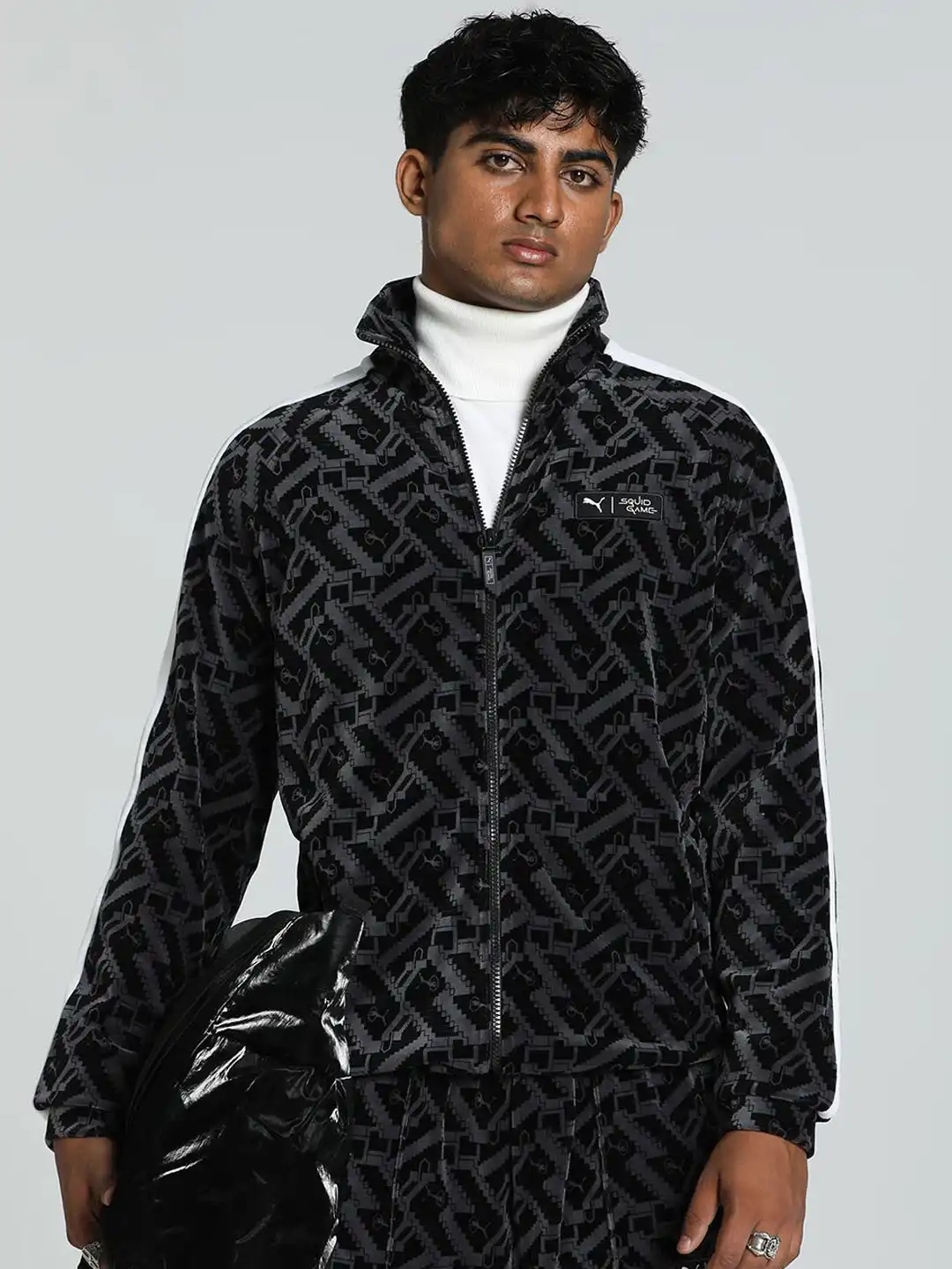 Buy Puma Men x Squid Game T7 Abstract Printed Bomber Jacket
