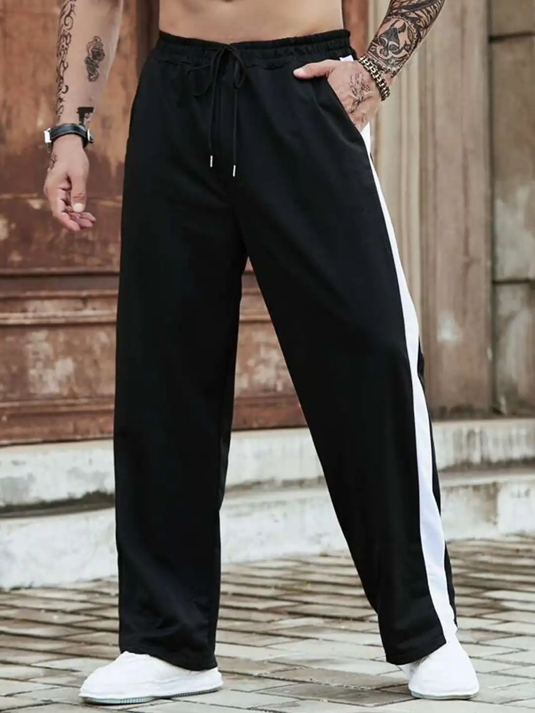 Buy TABADTOD Men Striped Relaxed Loose Fit Trousers - Trousers for