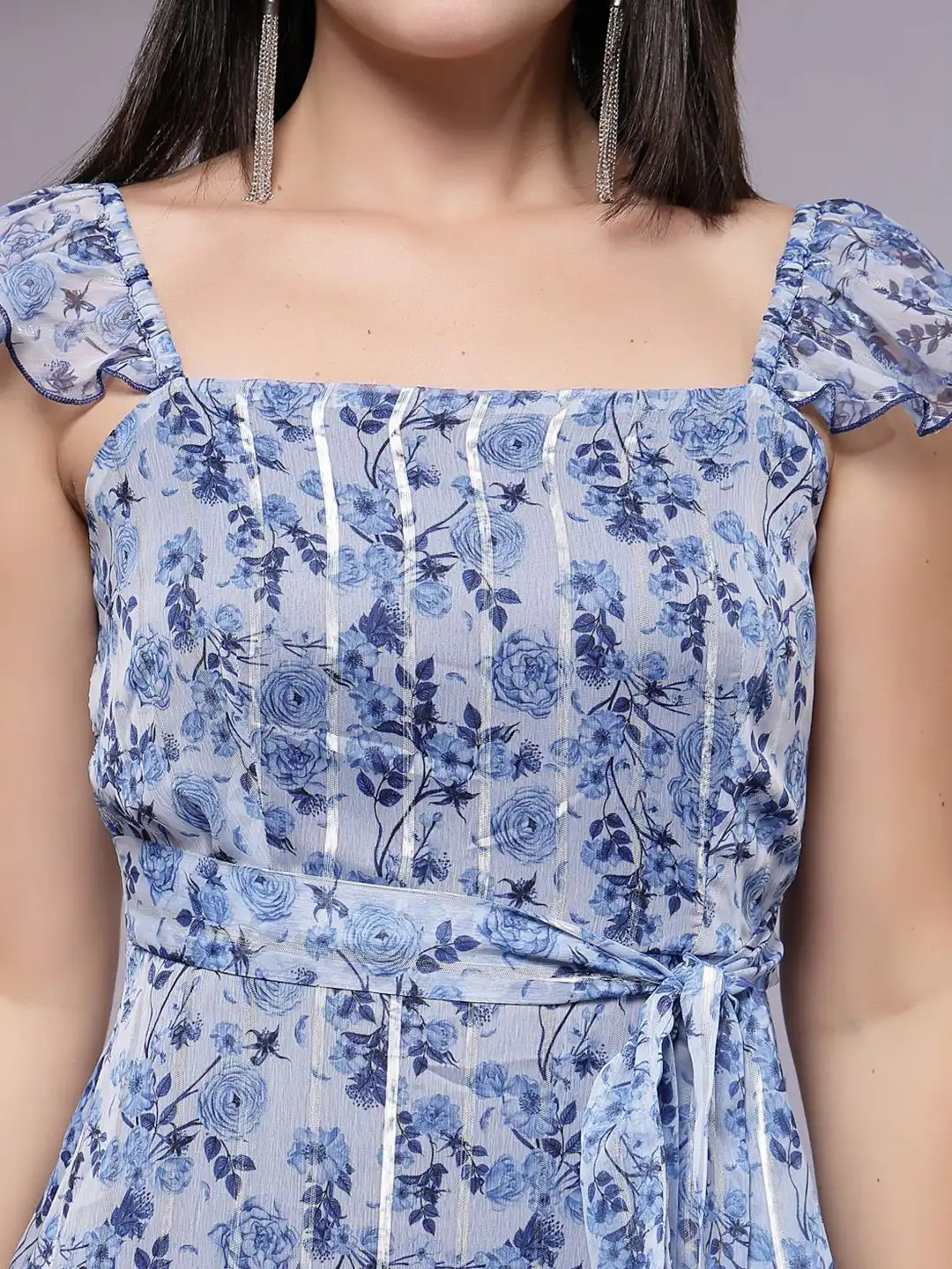 Buy KASSUALLY Floral Print Layered Georgette Fit & Flare Midi