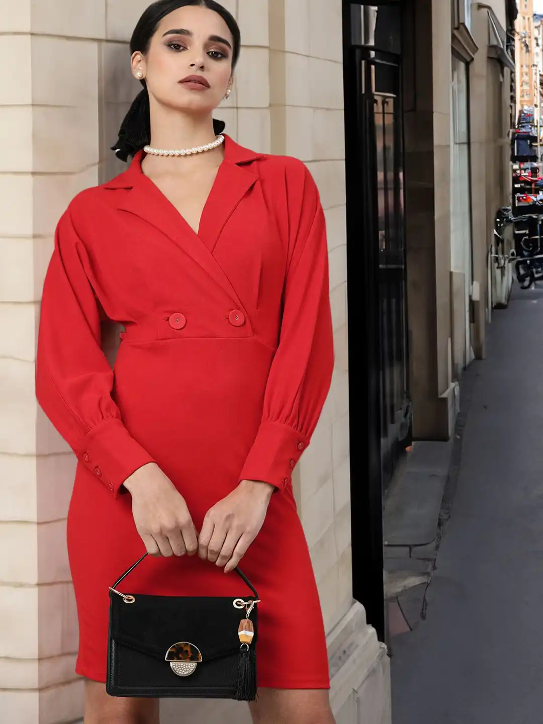long sleeve sequin midi dress Ieena Duggal