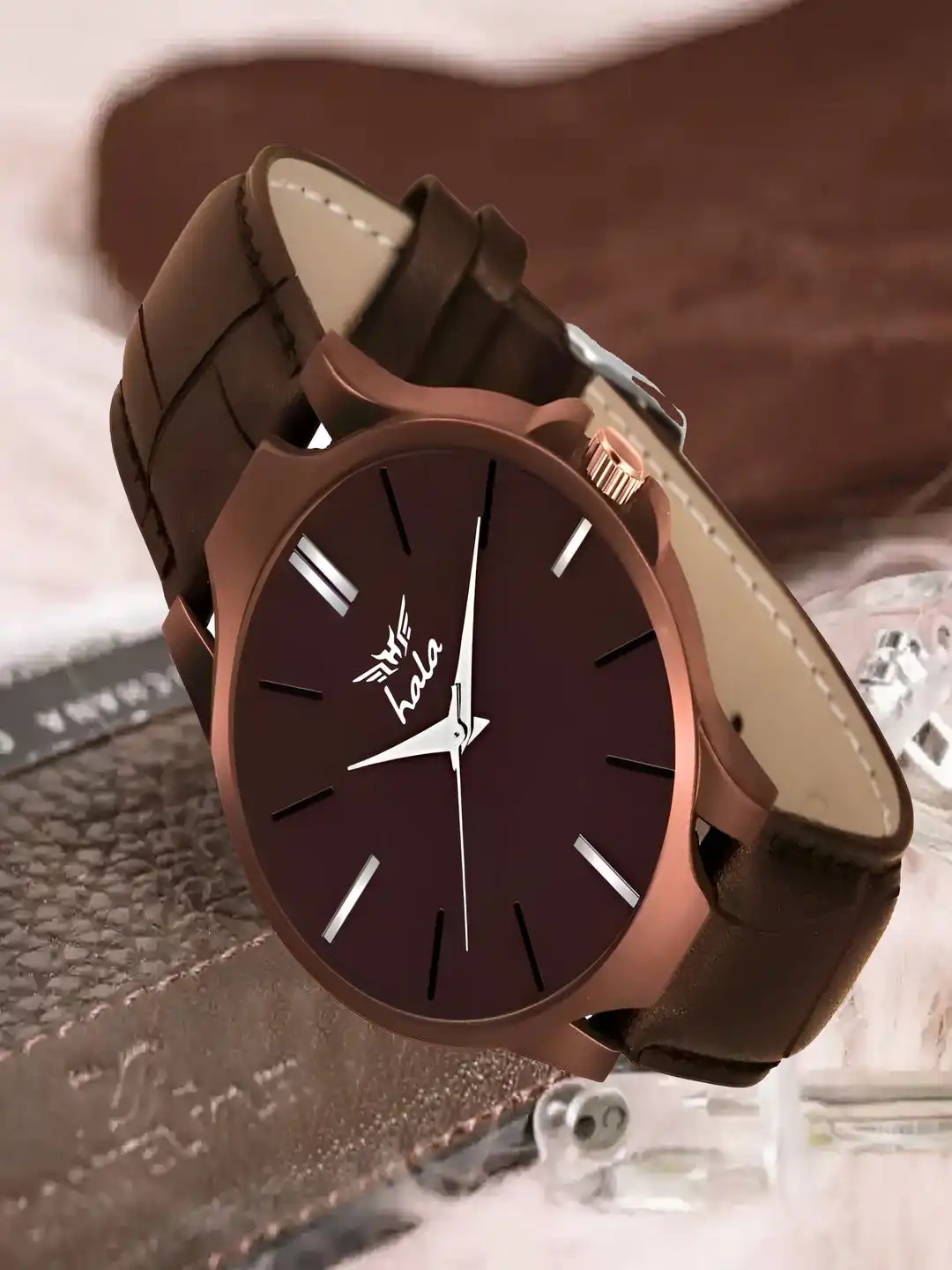 Buy Hala Men Aluminium Dial & Leather Straps Analogue Watch 1045