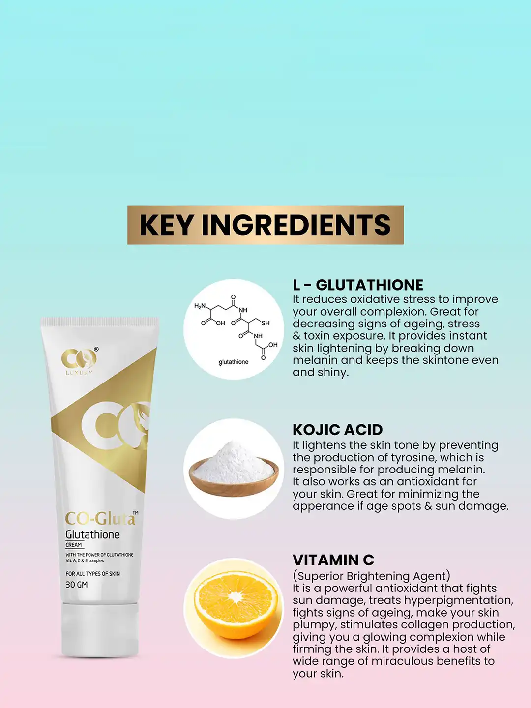 glutathione cream for skin whitening reviews Buy CO LUXURY Co Gluta Glutathione Cream - 30 g - Day Cream for Unisex  35561206
