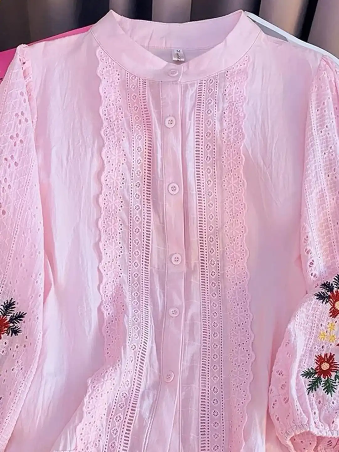 Buy Miss Mosa By Akanksha Women Embroidered Mandarin Collar Cotton