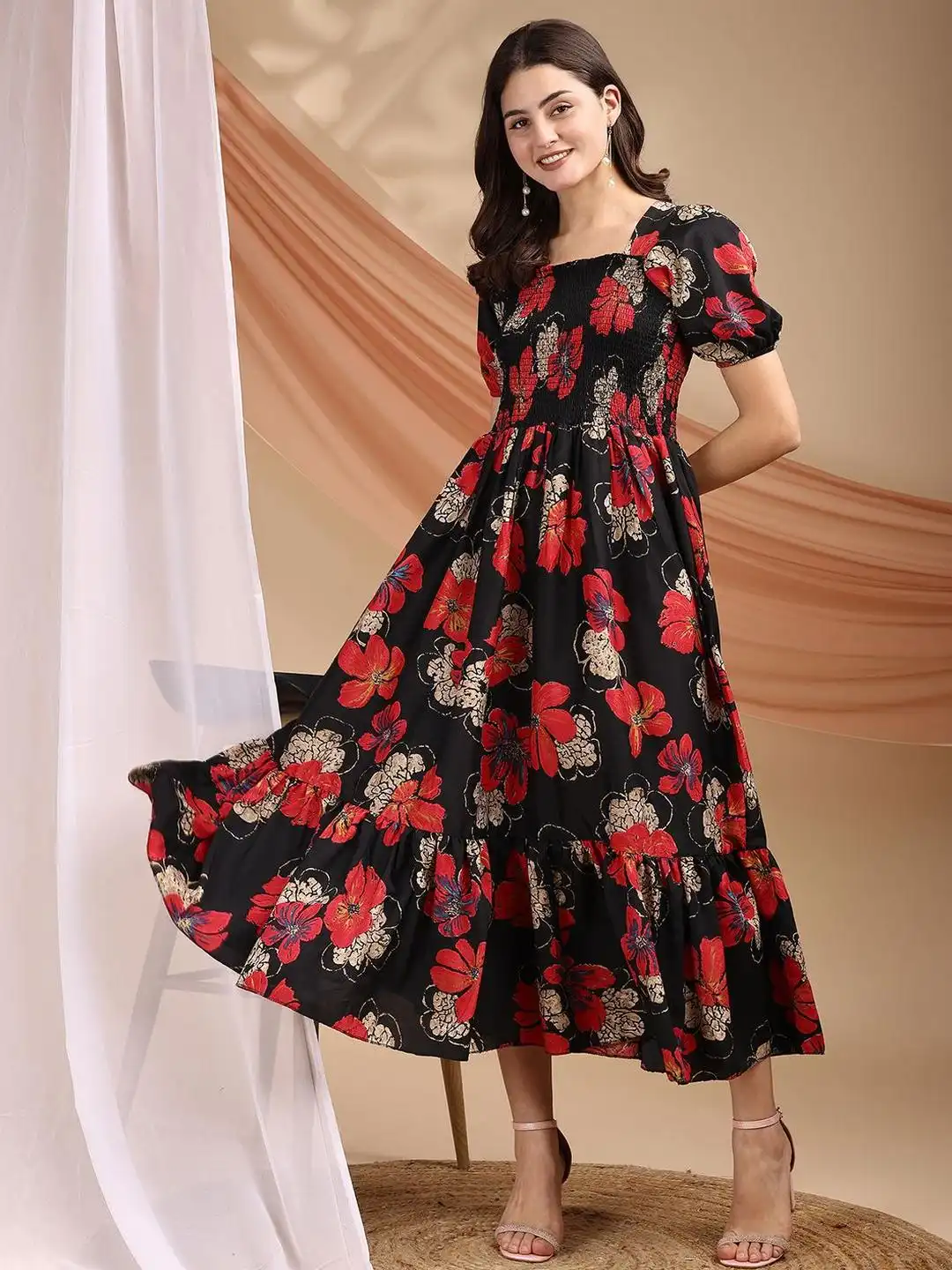 Buy PTVIZE Peter Pan Collar Fit & Flare Dress - Dresses for Women 35680916  | Myntra