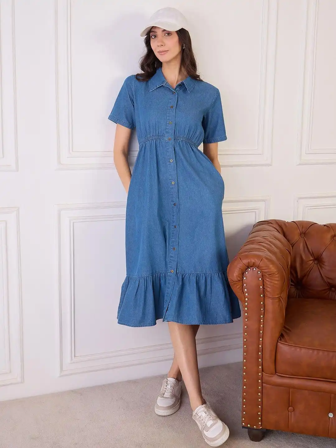 myntra cotton midi dress Buy Marks & Spencer Pure Cotton V-Neck Midi Waisted Dress - Dresses for Women 39811716