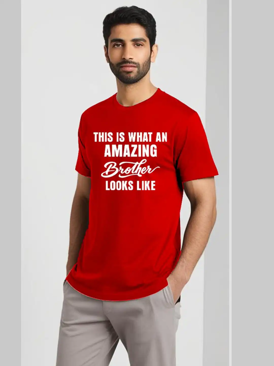 Buy Men's Printed T-Shirt Amazing Brother Looks Like Casual Cotton
