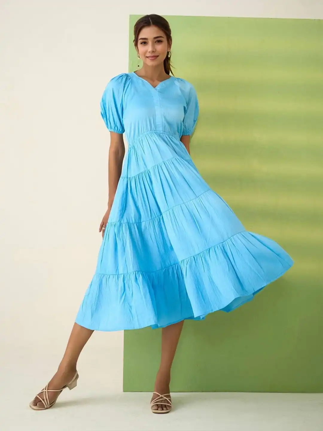tea length fit and flare dress with sleeves Vogue Fit and Flare Dress
