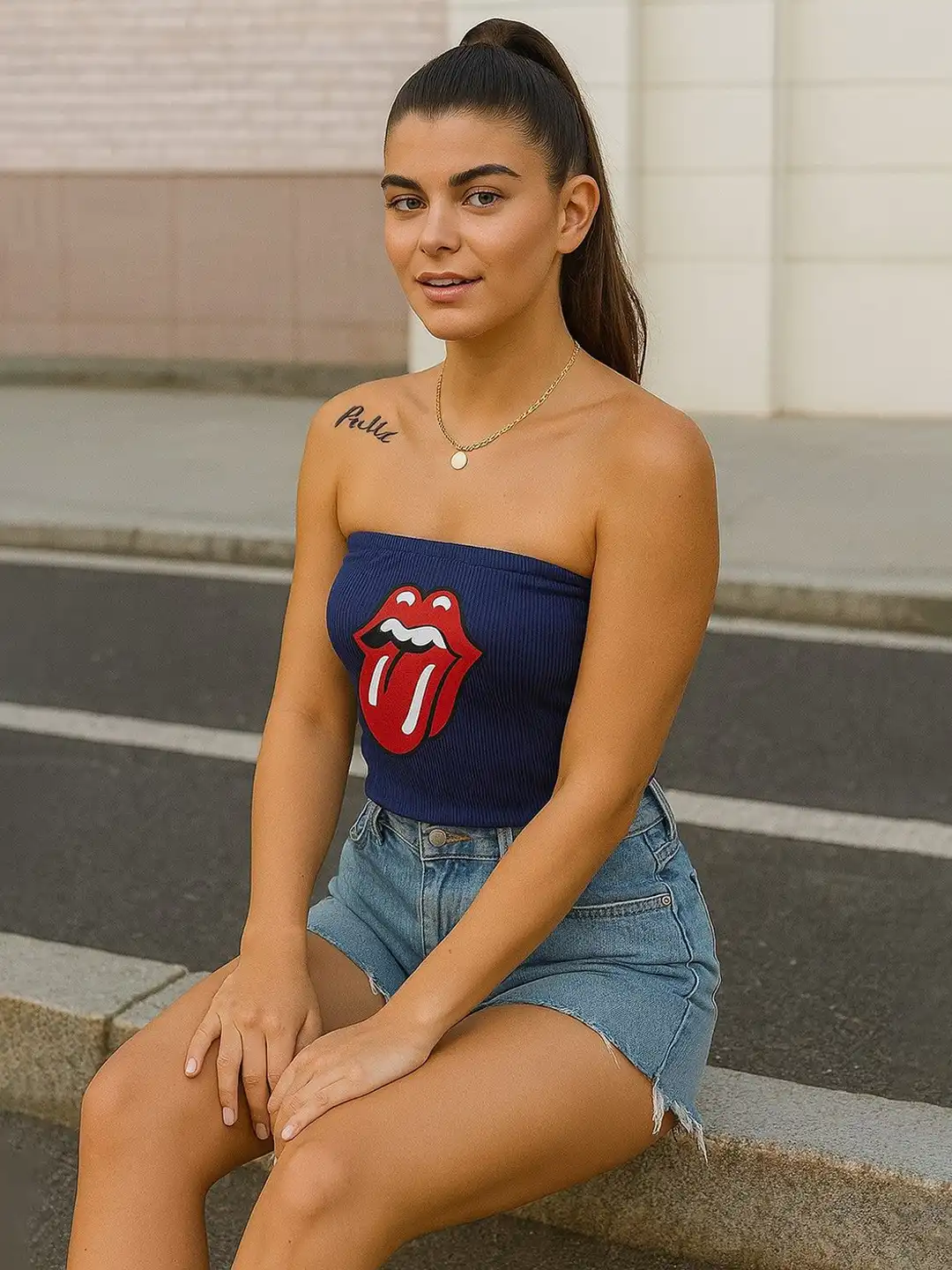 Buy CORSICA Women Graphic Print Strapless Cotton Tube Crop Top