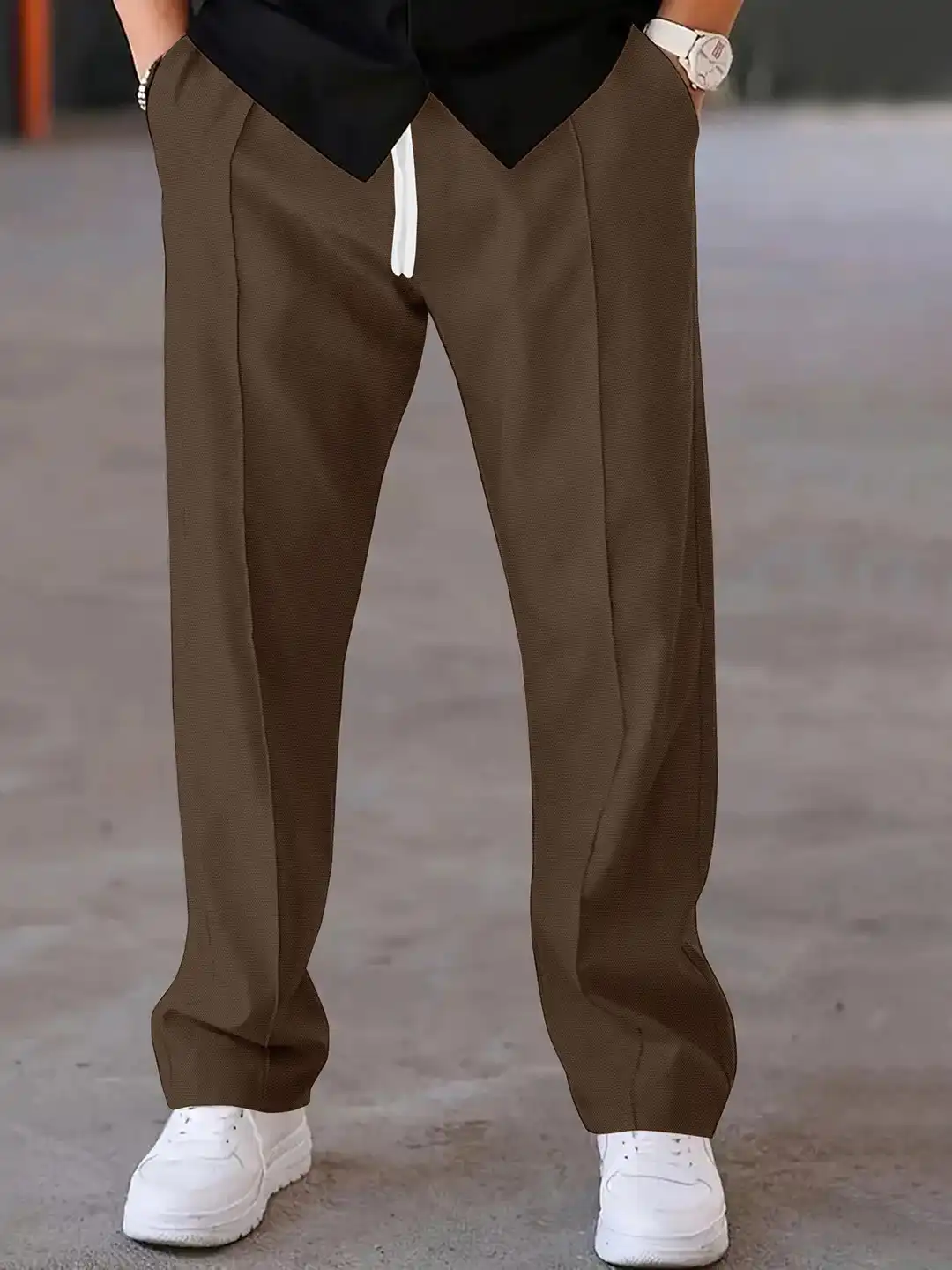 Buy KAJARU Men Loose Fit Pleated Korean Pants Trousers - Trousers