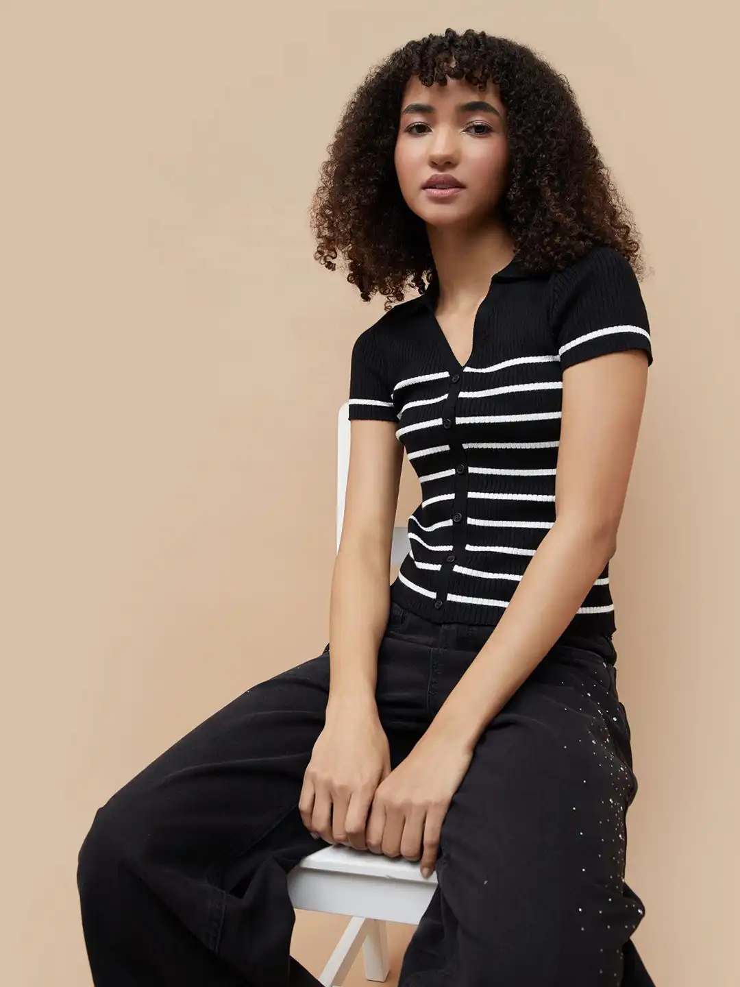 Buy Ginger by Lifestyle Women Striped Shirt Style Top - Tops for