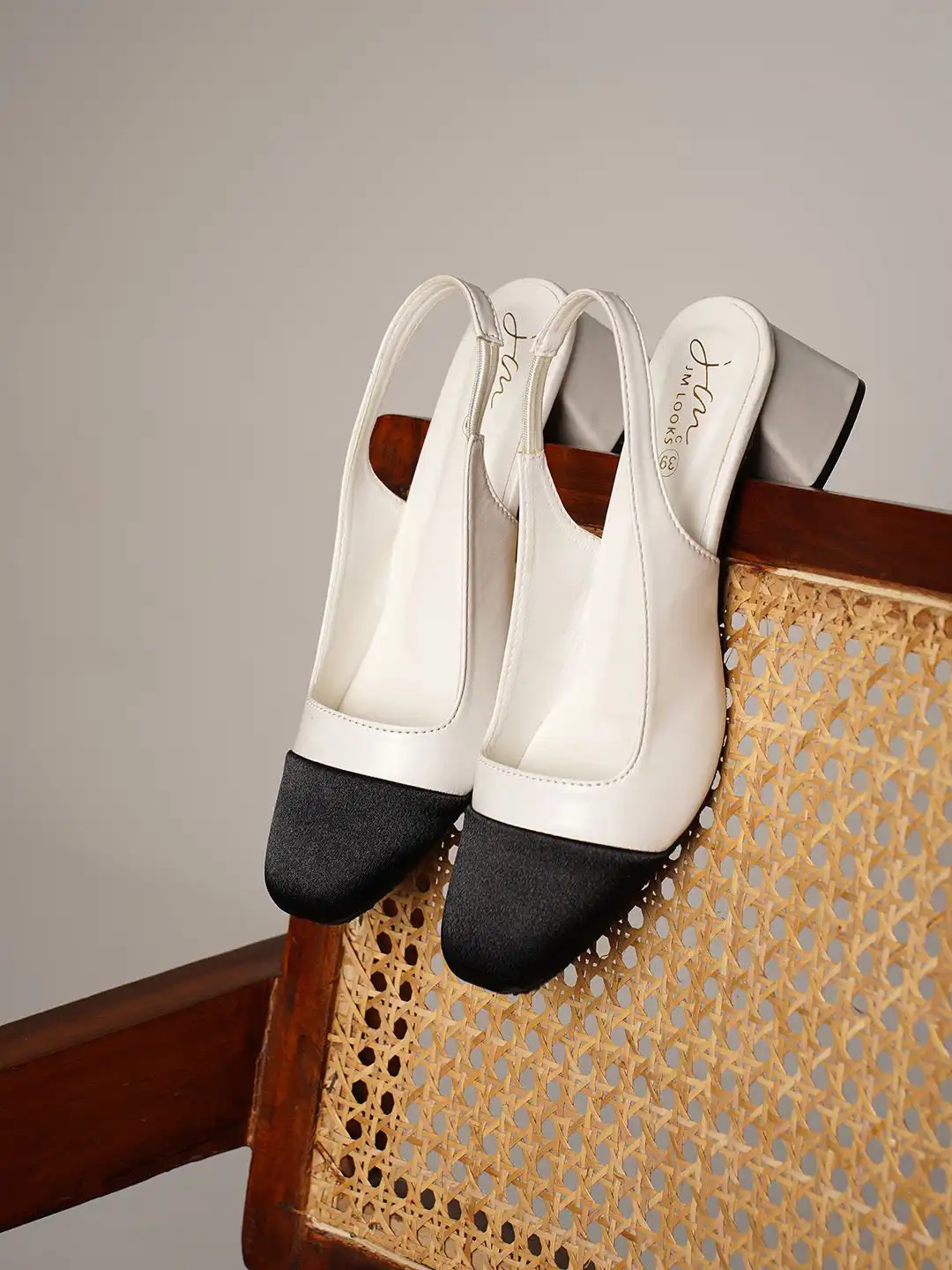 Buy JM Looks Colourblocked Two-Tone Slingback Block Heel Pumps