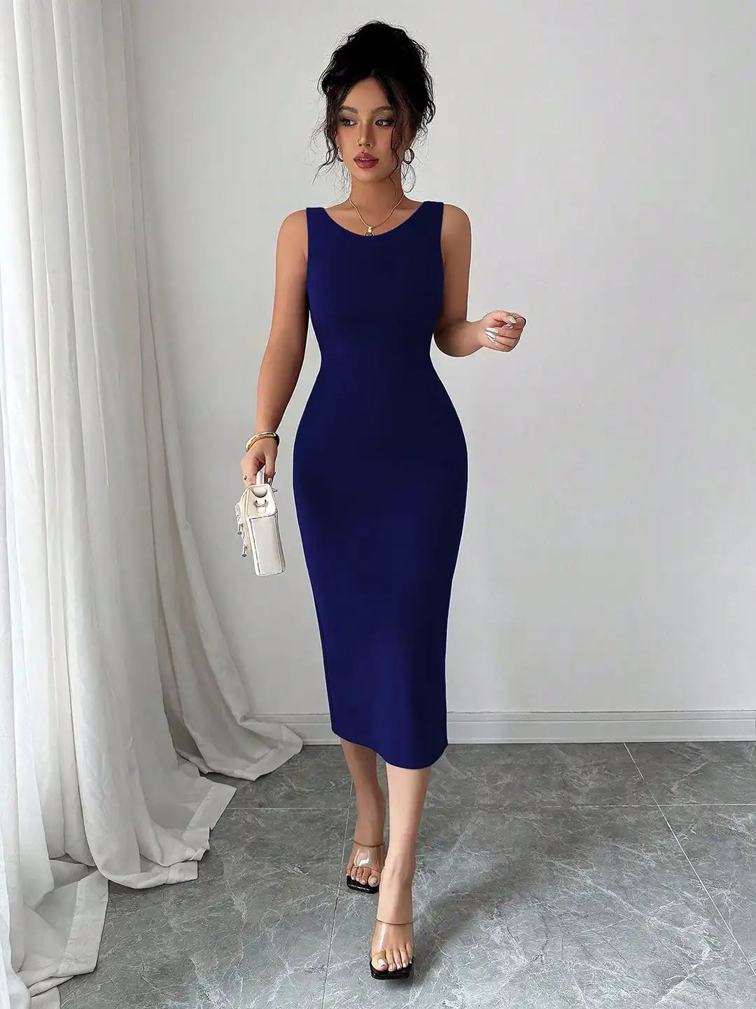 Buy TOOCHKI Solid Straight Fit Slit Midi Dress - Dresses for Women 36116018  | Myntra