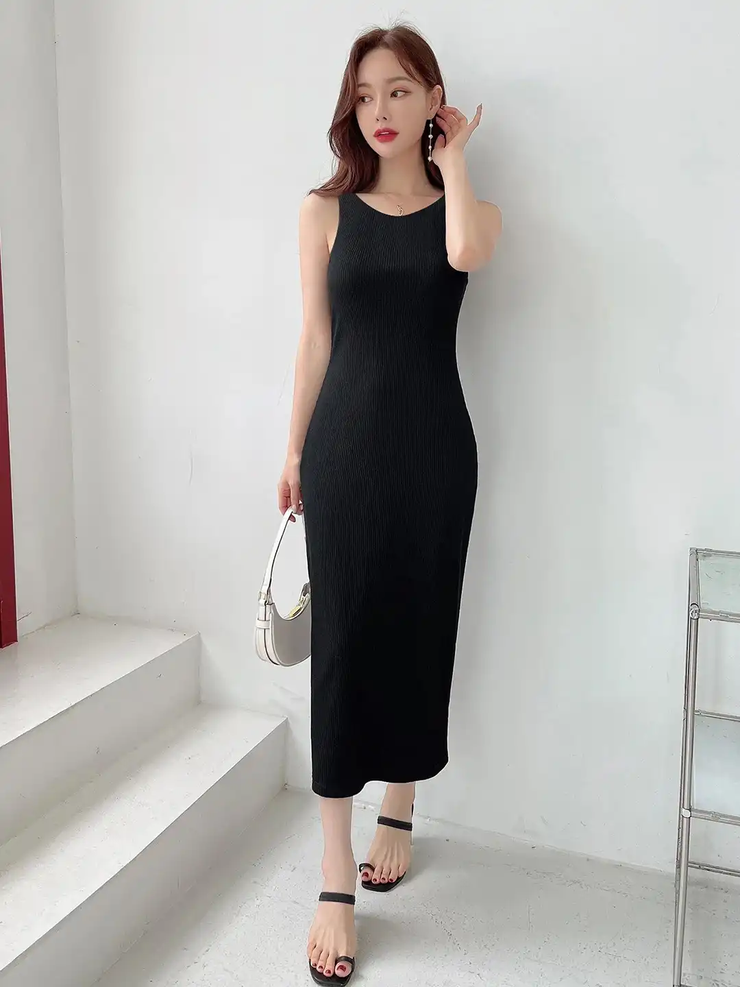 basic bae washed black ribbed bodycon midi dress 24/7 Solid Ribbed Bodycon Midi Dress
