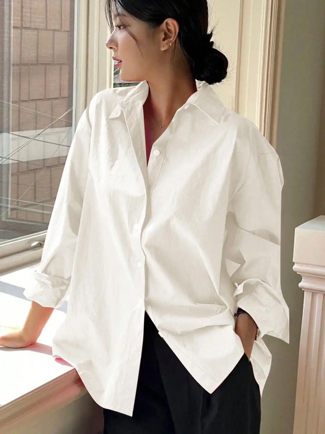 Buy CORSICA Women Comfort Regular Fit Solid Spread Collar Cotton